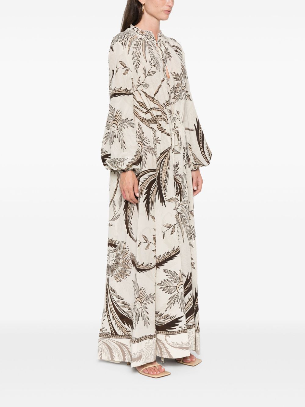 F.r.s For Restless Sleepers For Restless Sleepers Printed Silk Dress In White