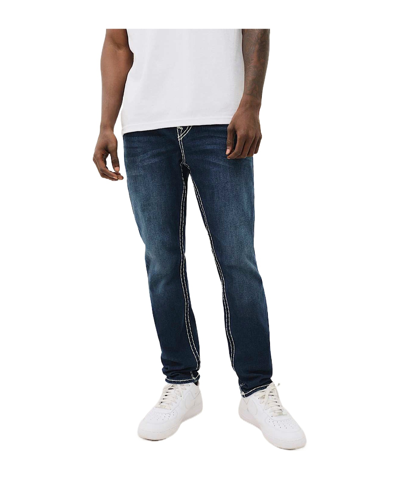 True Religion Rocco Mens Relaxed Dark Wash Skinny Jeans In Blue