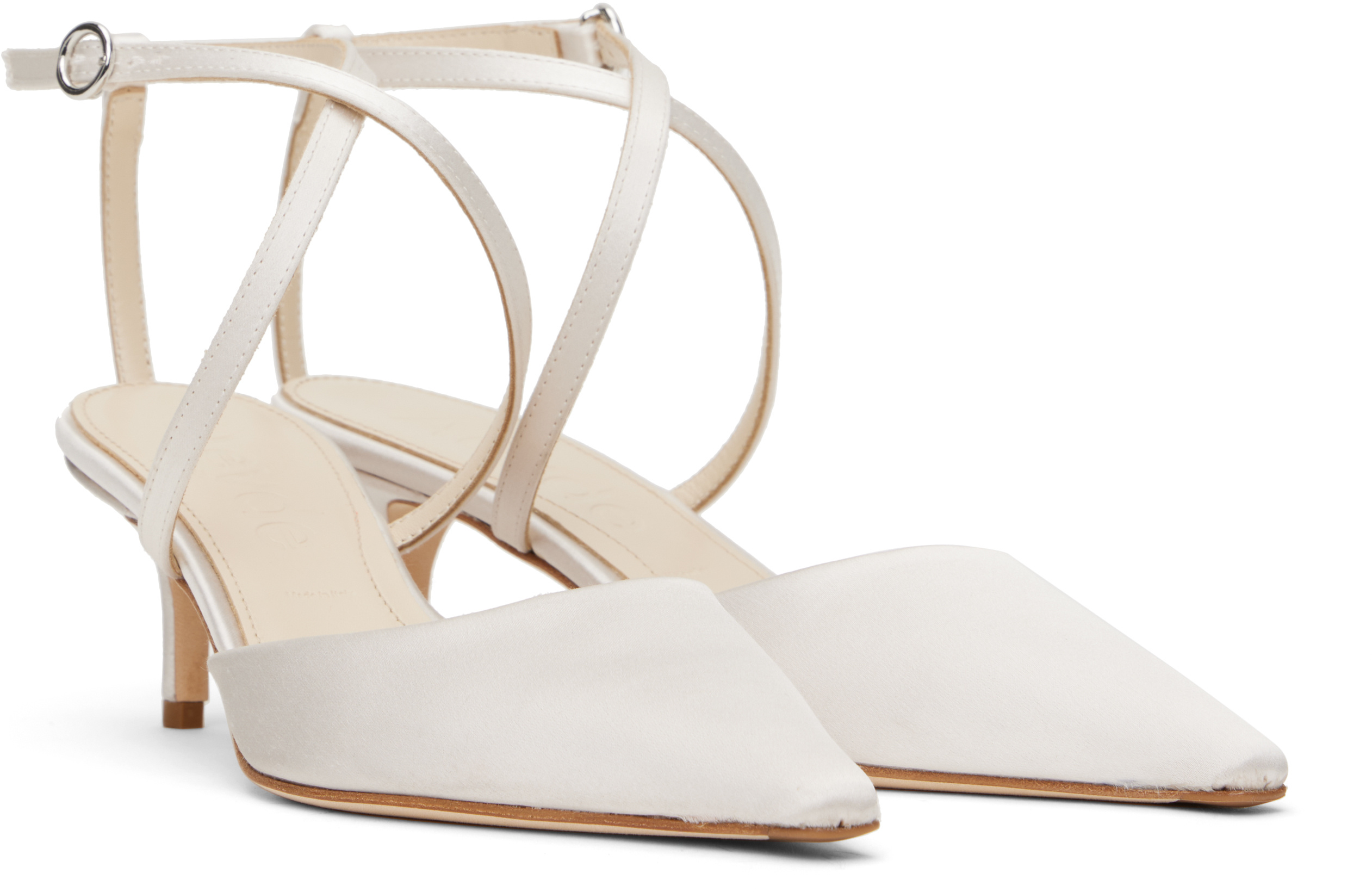 Aeyde Salome Satin Heels In White