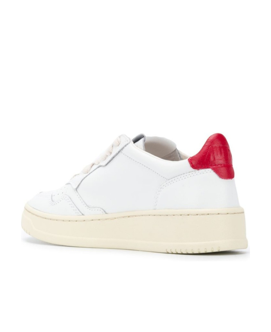 Autry Low Top Leather Sneakers With Perforated Sole In White