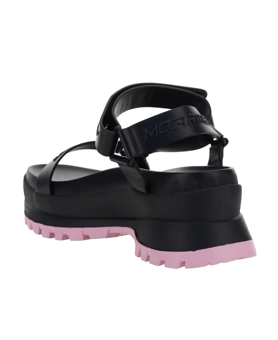 Shop Stella Mccartney Trace Logo-embossed Flatform Sandals In Black