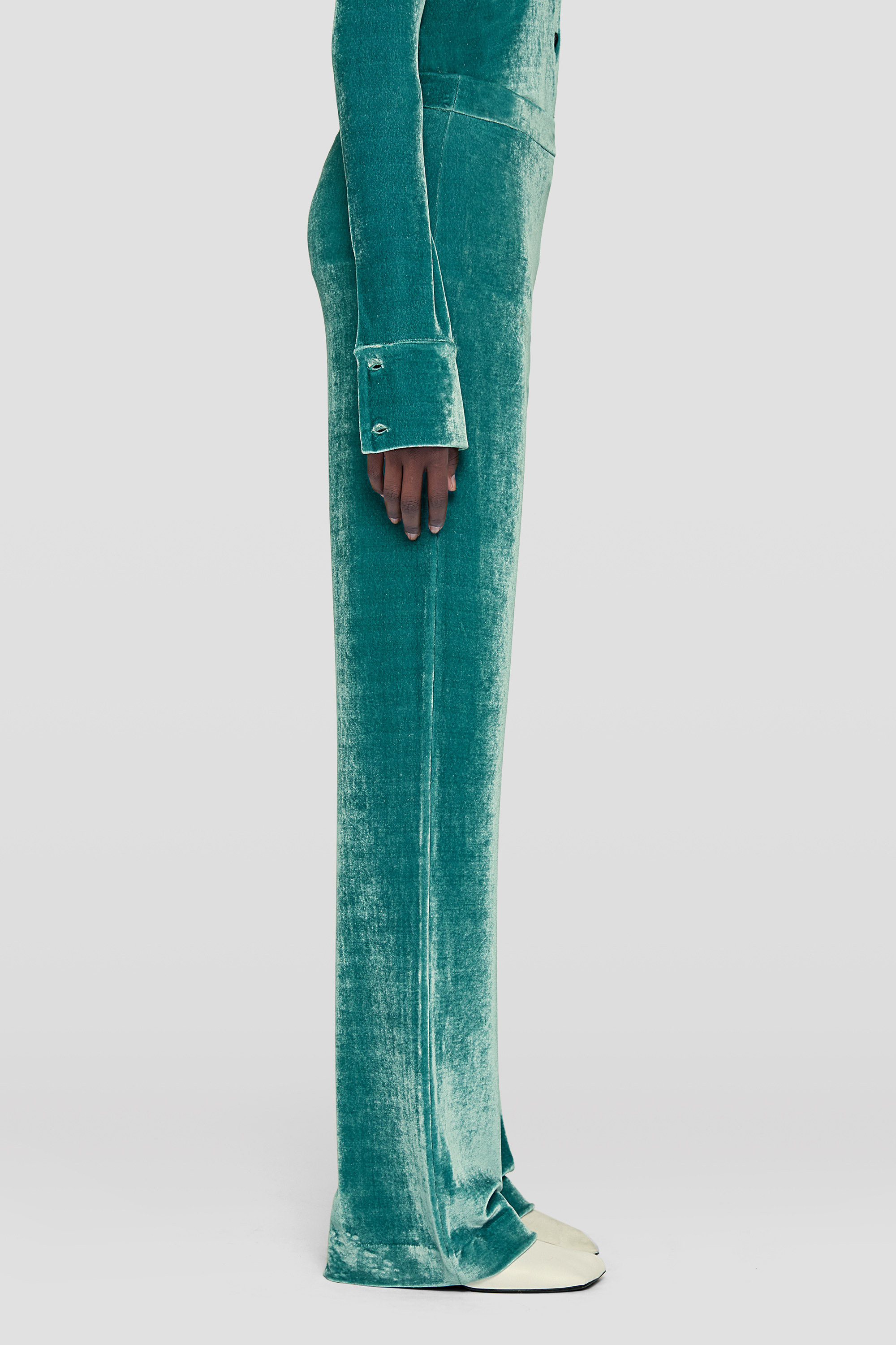 Jil Sander High-rise Velvet Straight-leg Pants In Green