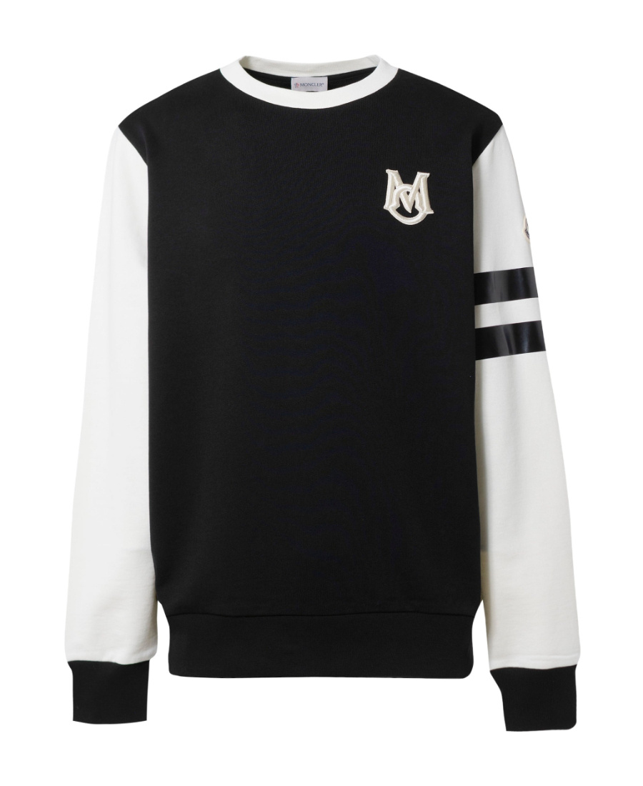 Moncler Embroidered-logo Crew-neck Sweatshirt In Black