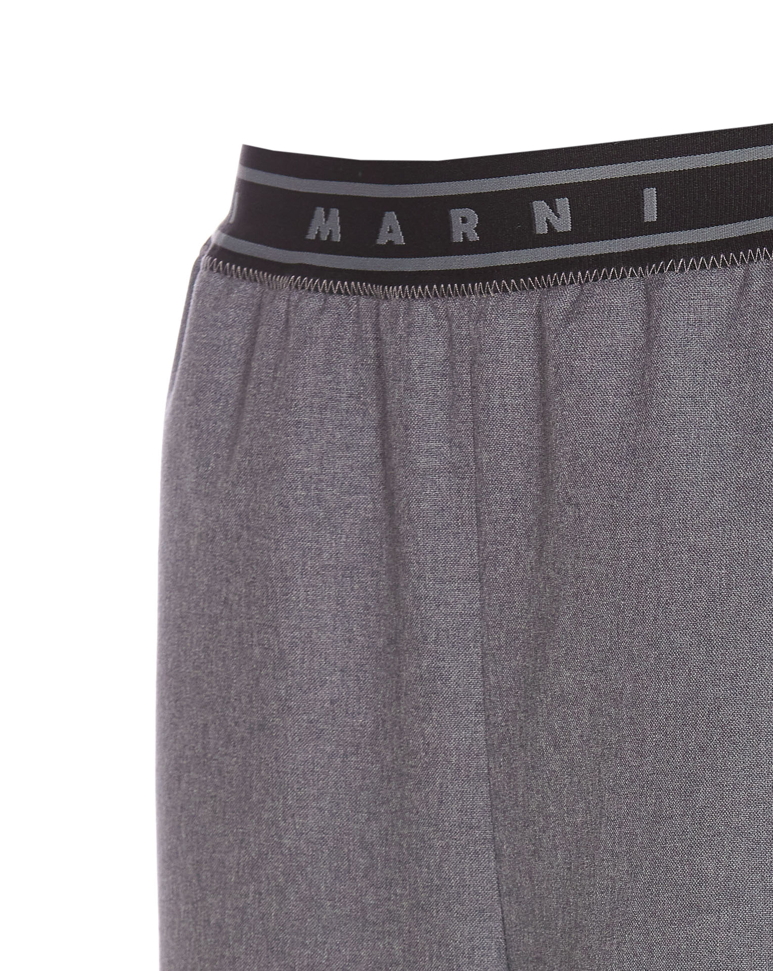 Marni Elastic Waistband Wide Leg Trousers With Side Pockets In Gray
