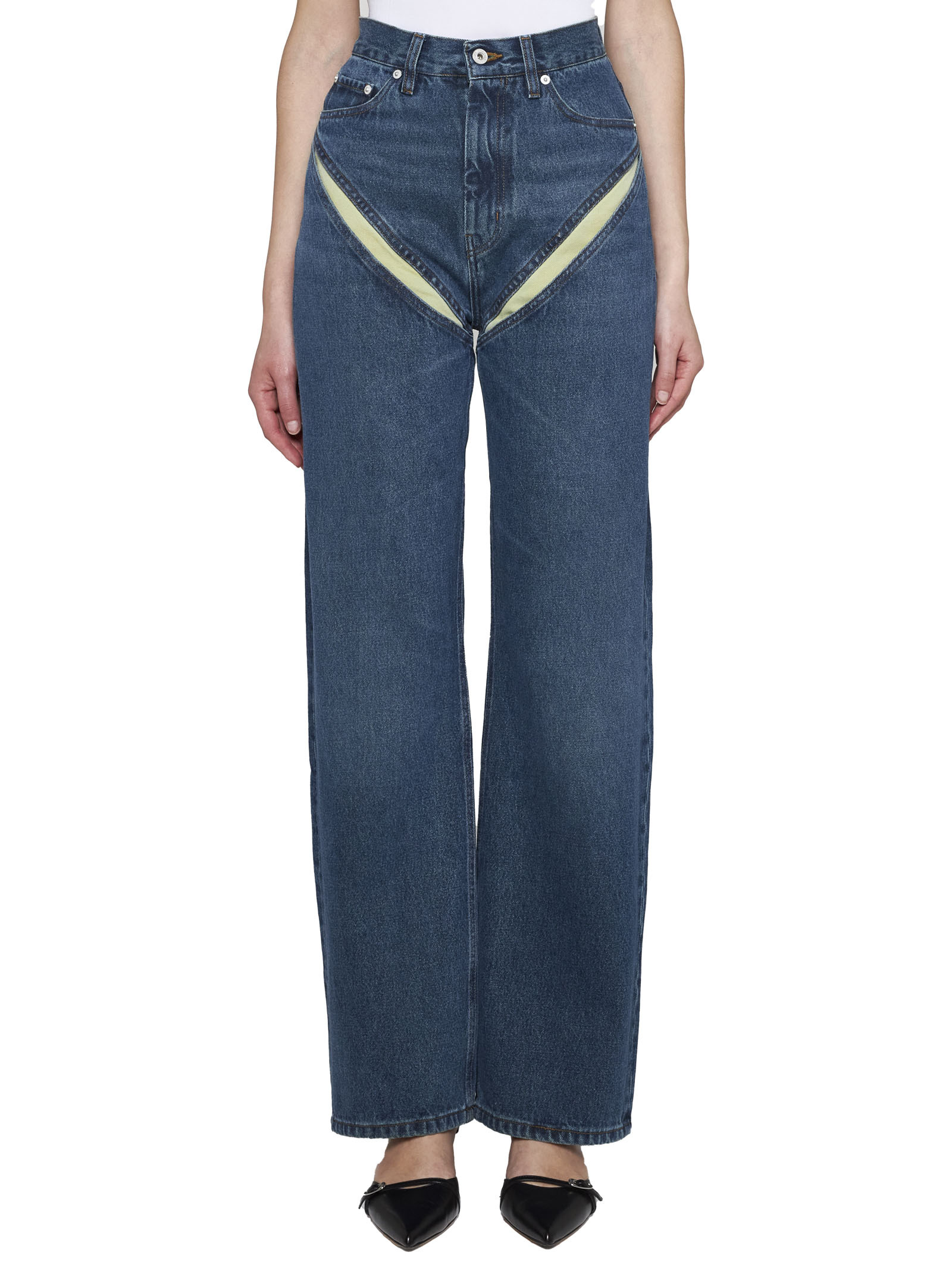 Y/project Cut-out Detail Jeans In Blue
