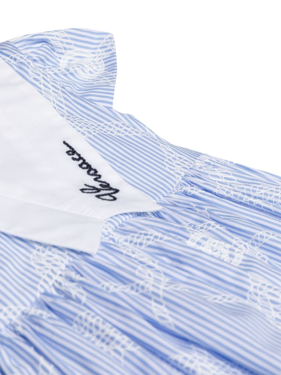 Versace Striped Poplin Dress In Blue