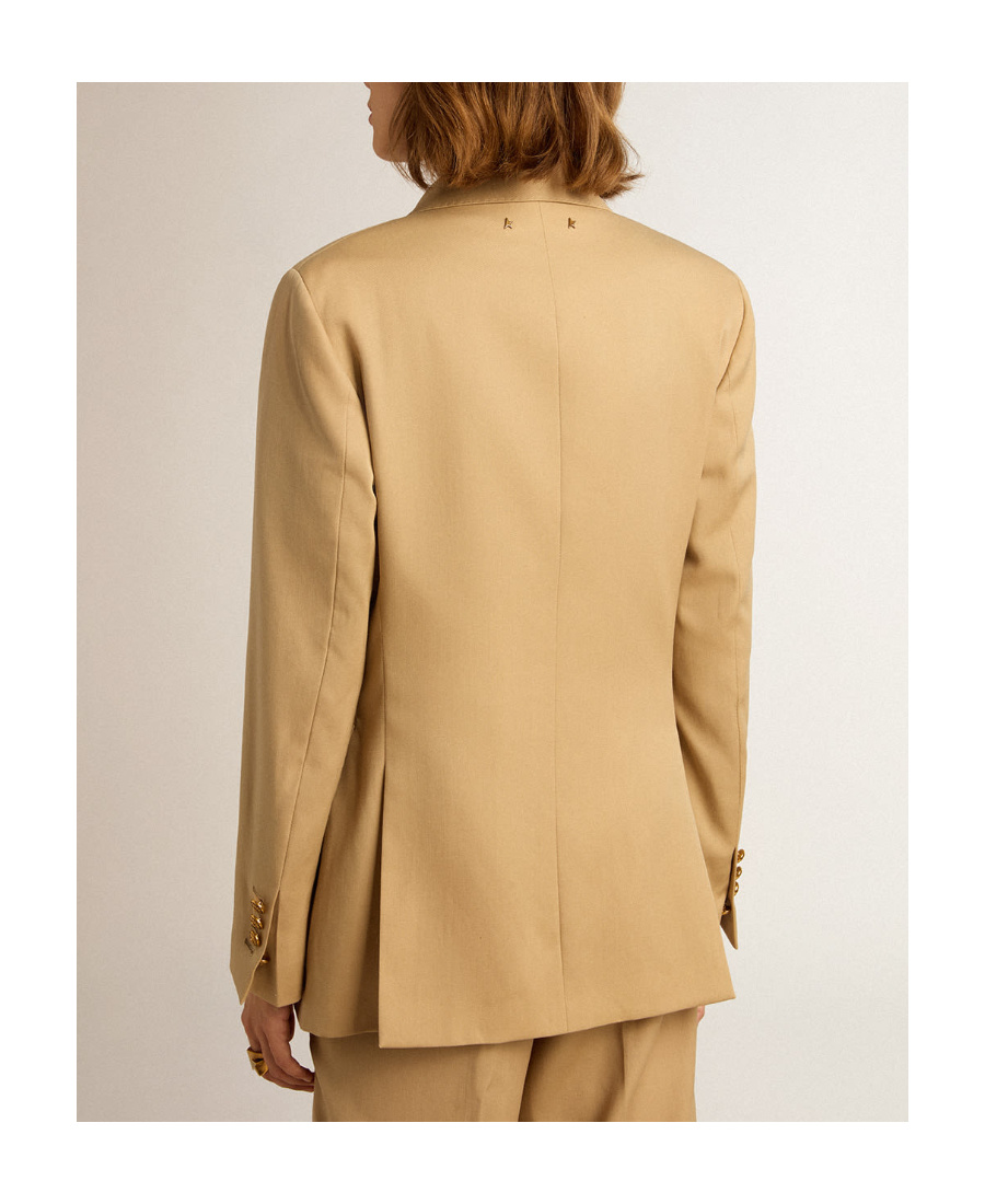 Golden Goose Womens Double-breasted Blazer In Sand With Gold Heraldic Buttons In Nude