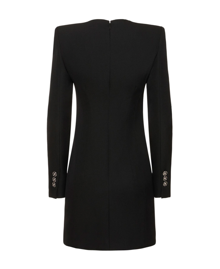 Versace Wool Grain De Poudre Mini Dress In Black