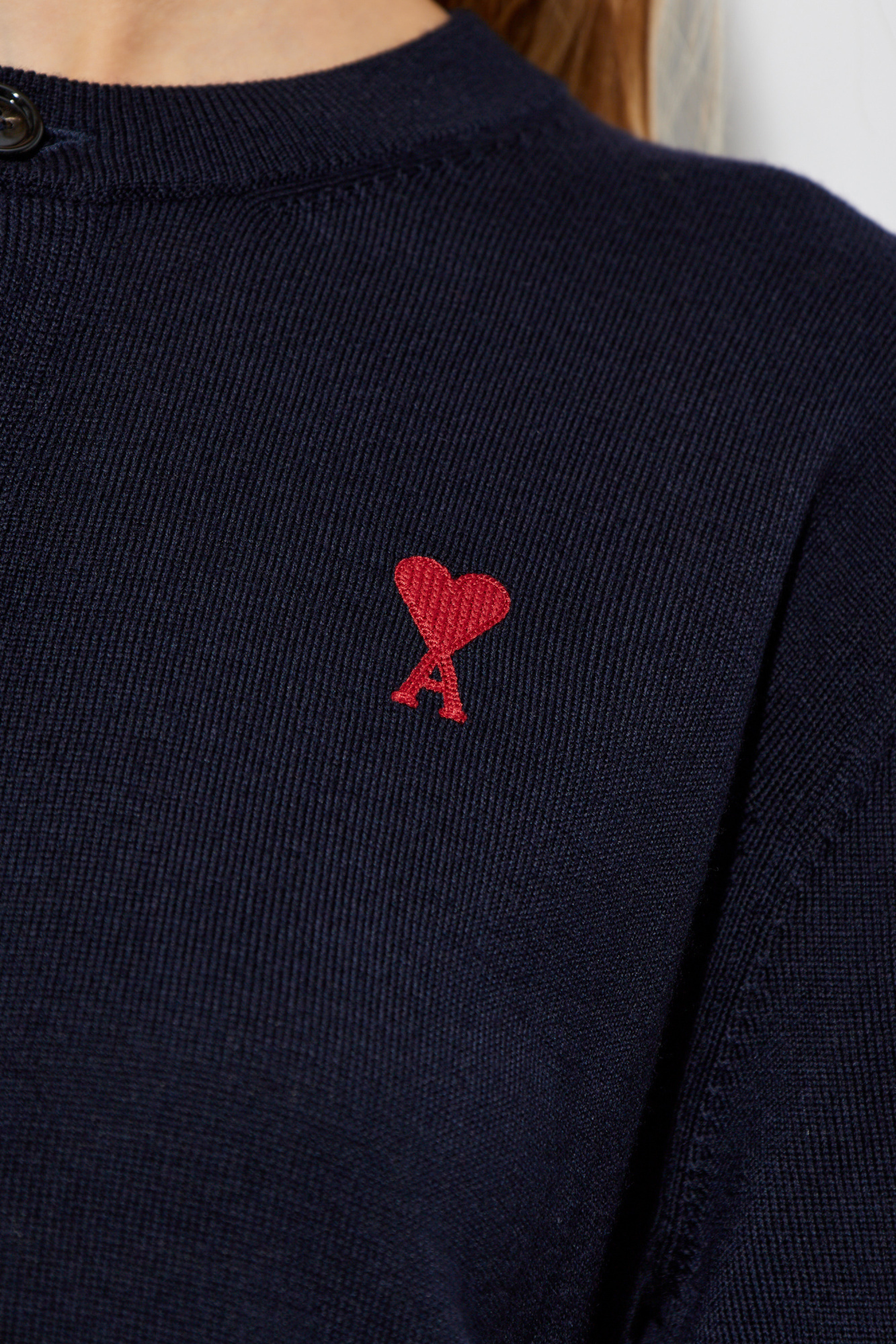Shop Ami Alexandre Mattiussi Ami Logo Embroidered Cardigan In Black