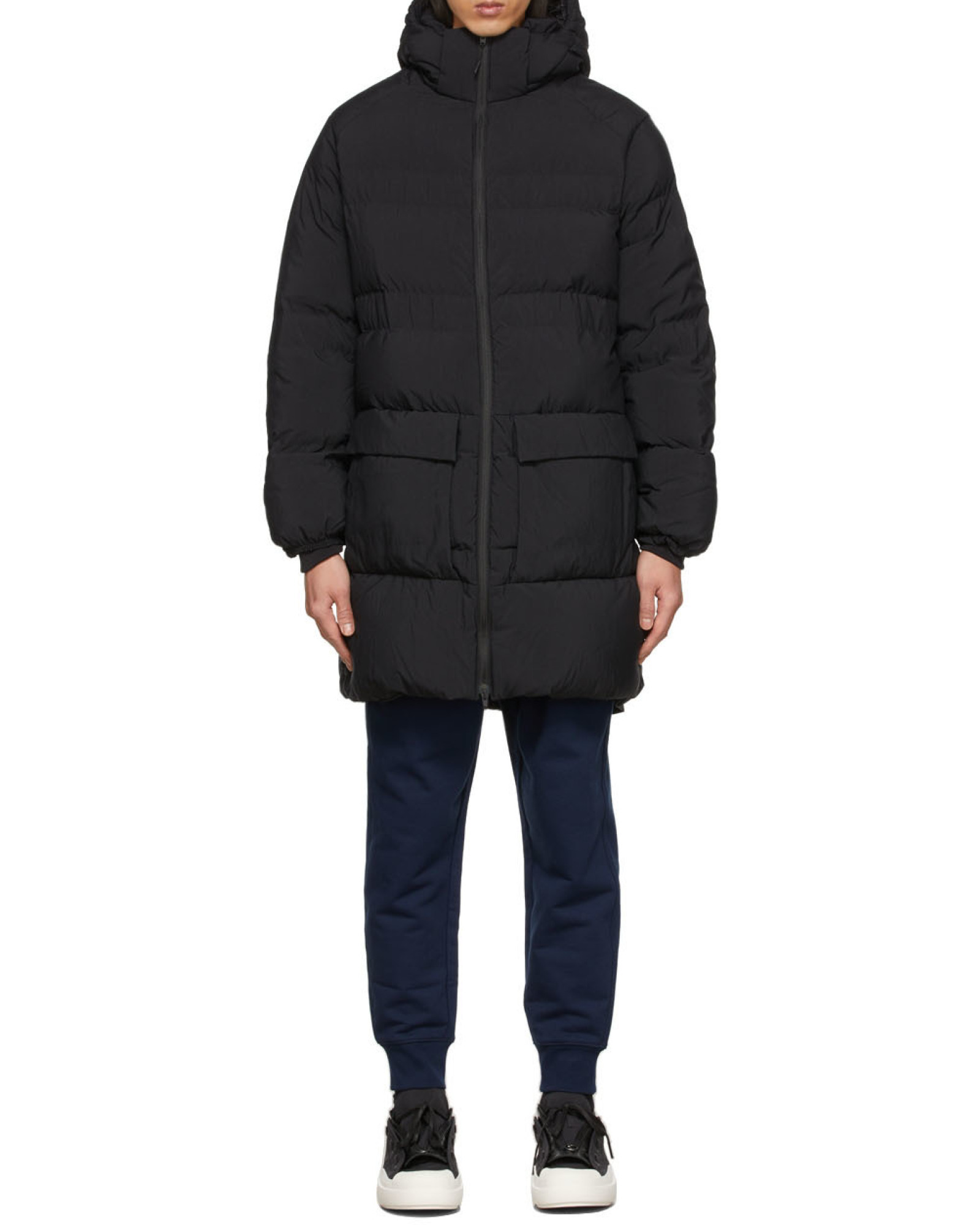 Y-3 Hooded Padded Down Coat In Black