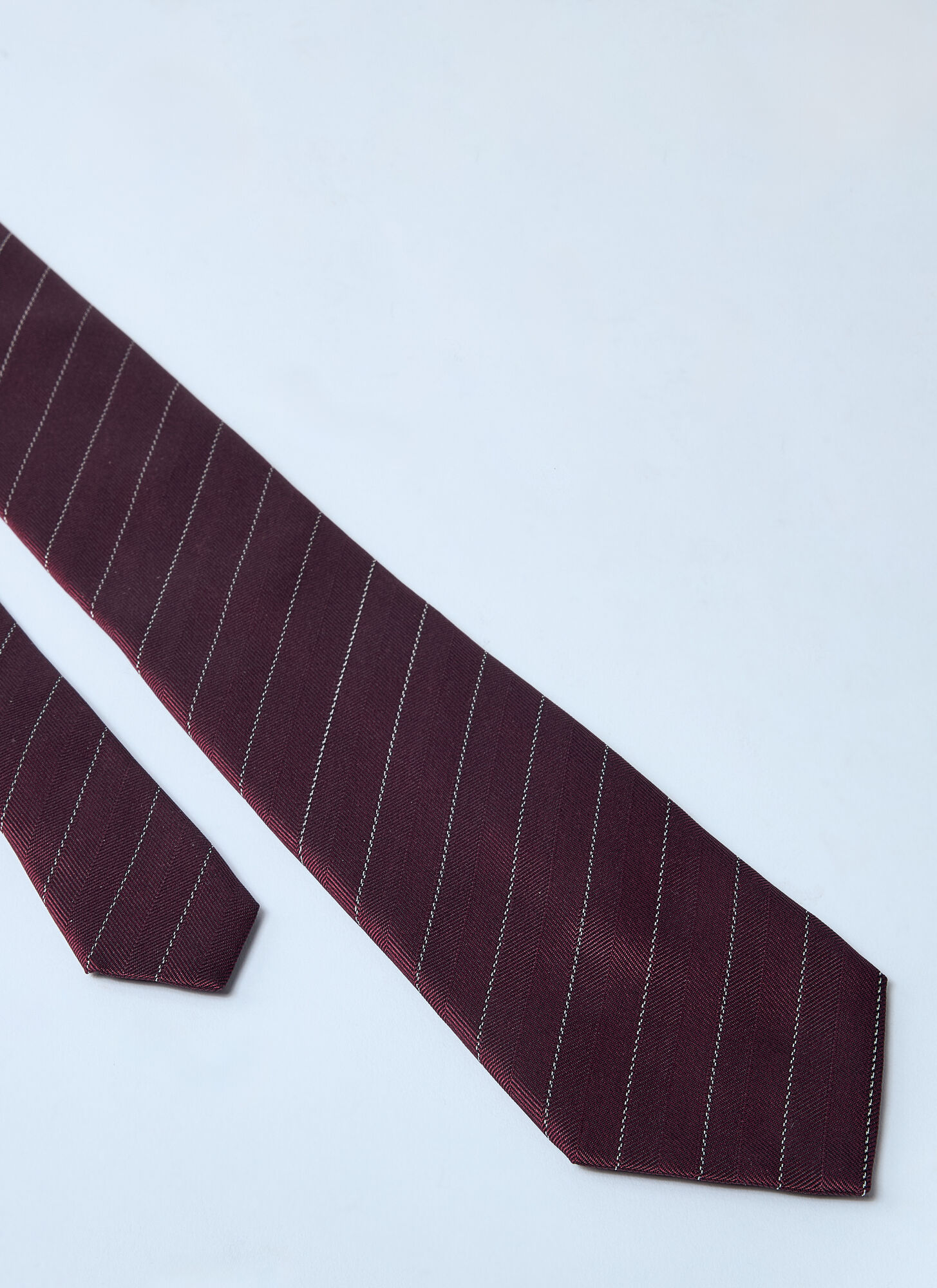 Saint Laurent Striped Tie In Black