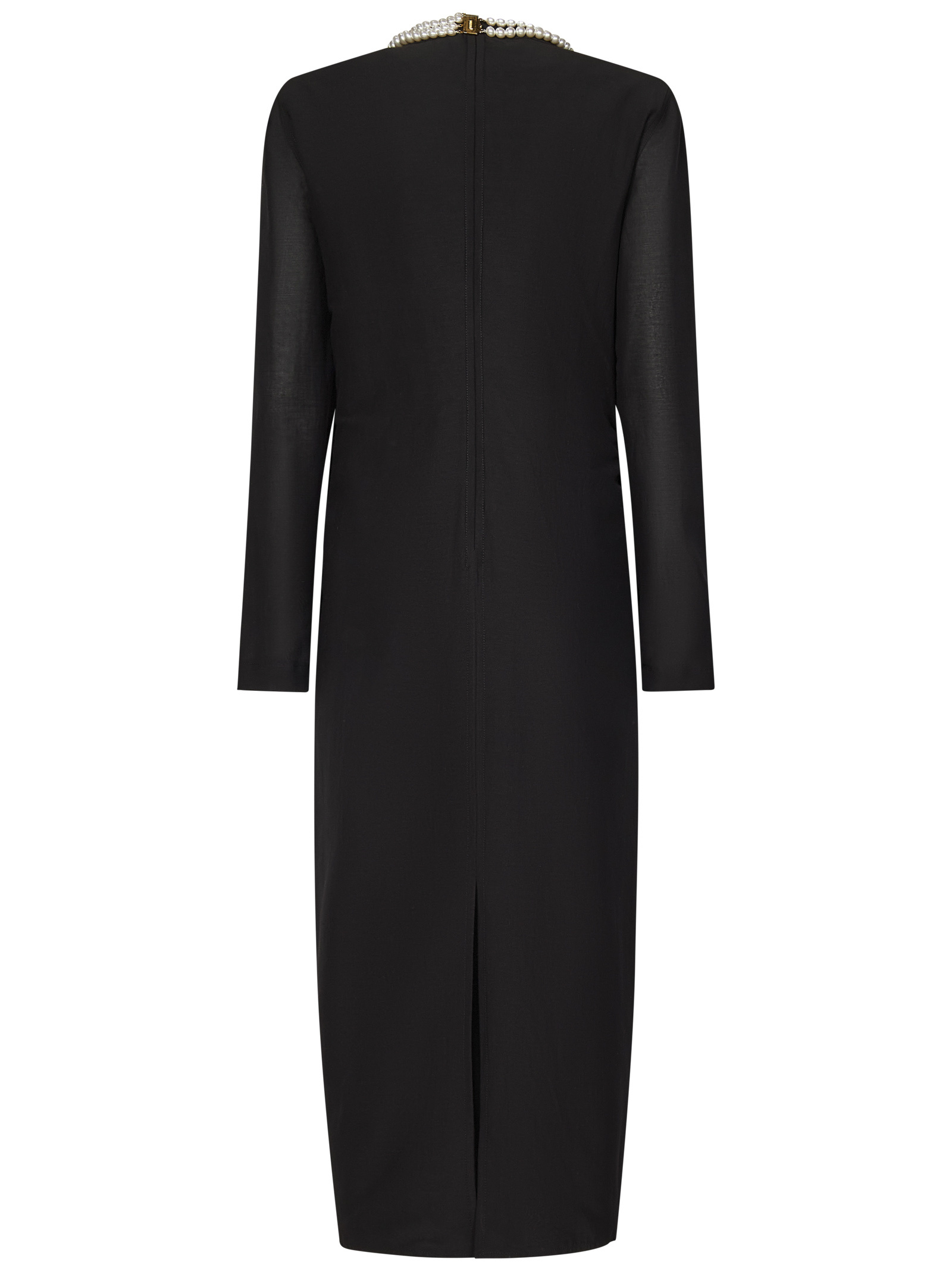 Moschino Black Midi Dress With Pearl Accents And Tailored Fit In Black