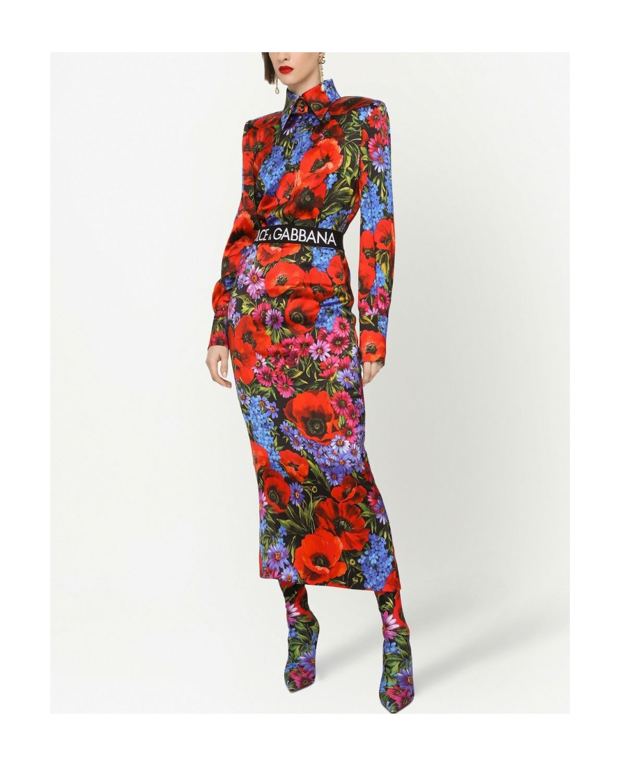 Dolce & Gabbana Floral Print Viscose Shirt In Multicolor