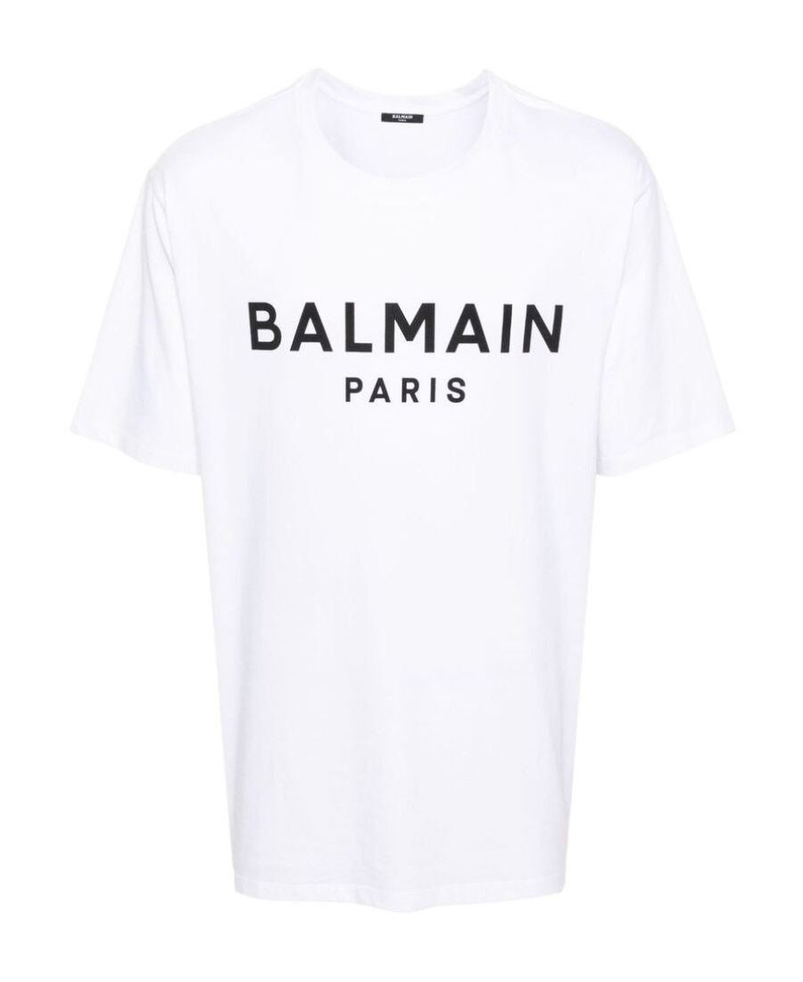 Balmain Printed Cotton T-shirt In White
