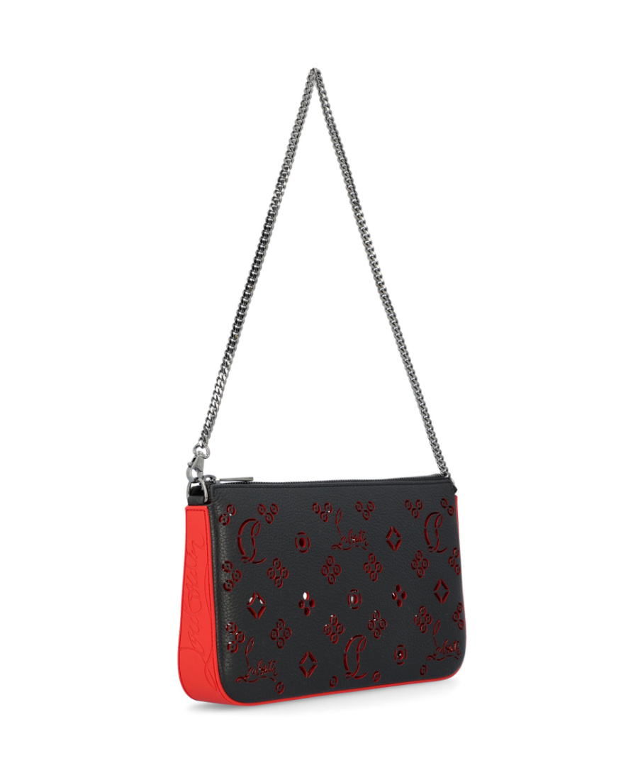 Christian Louboutin Black Perforated Grain Shoulder Bag In Black