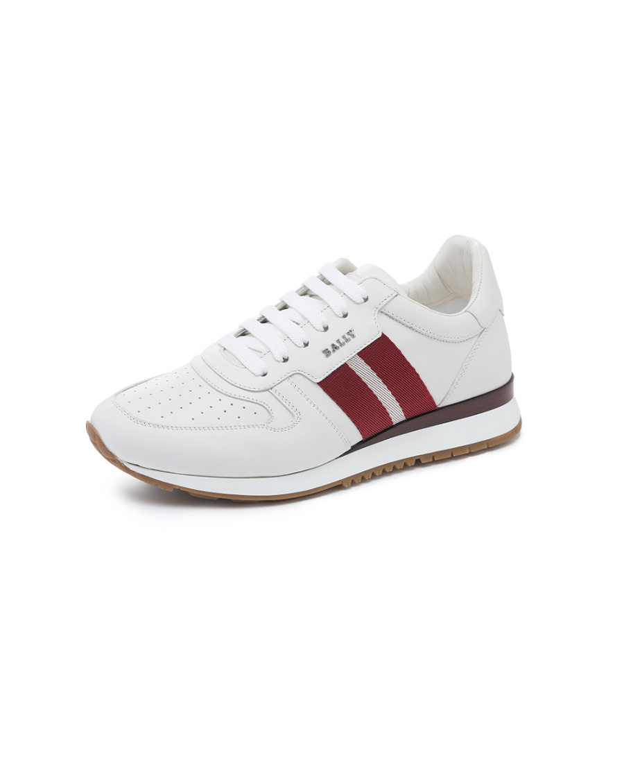 Bally Leather Sneakers With Contrasting Stripes And Perforated Toe In White