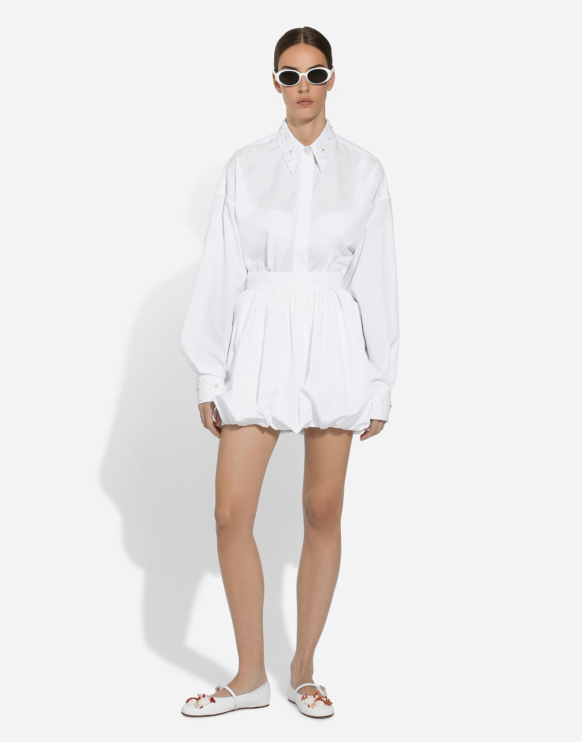 Dolce & Gabbana Bubble-silhouette Cotton Miniskirt In White
