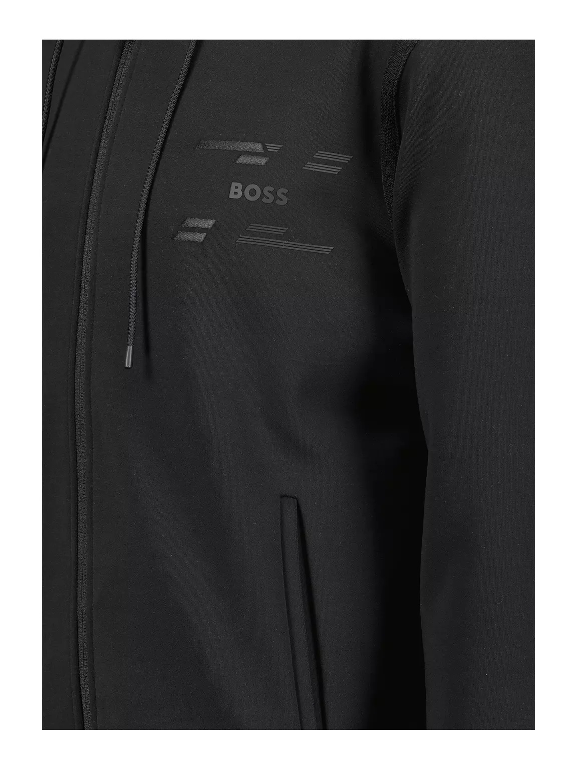 Hugo Boss Long Sleeve Hooded Jacket In Black