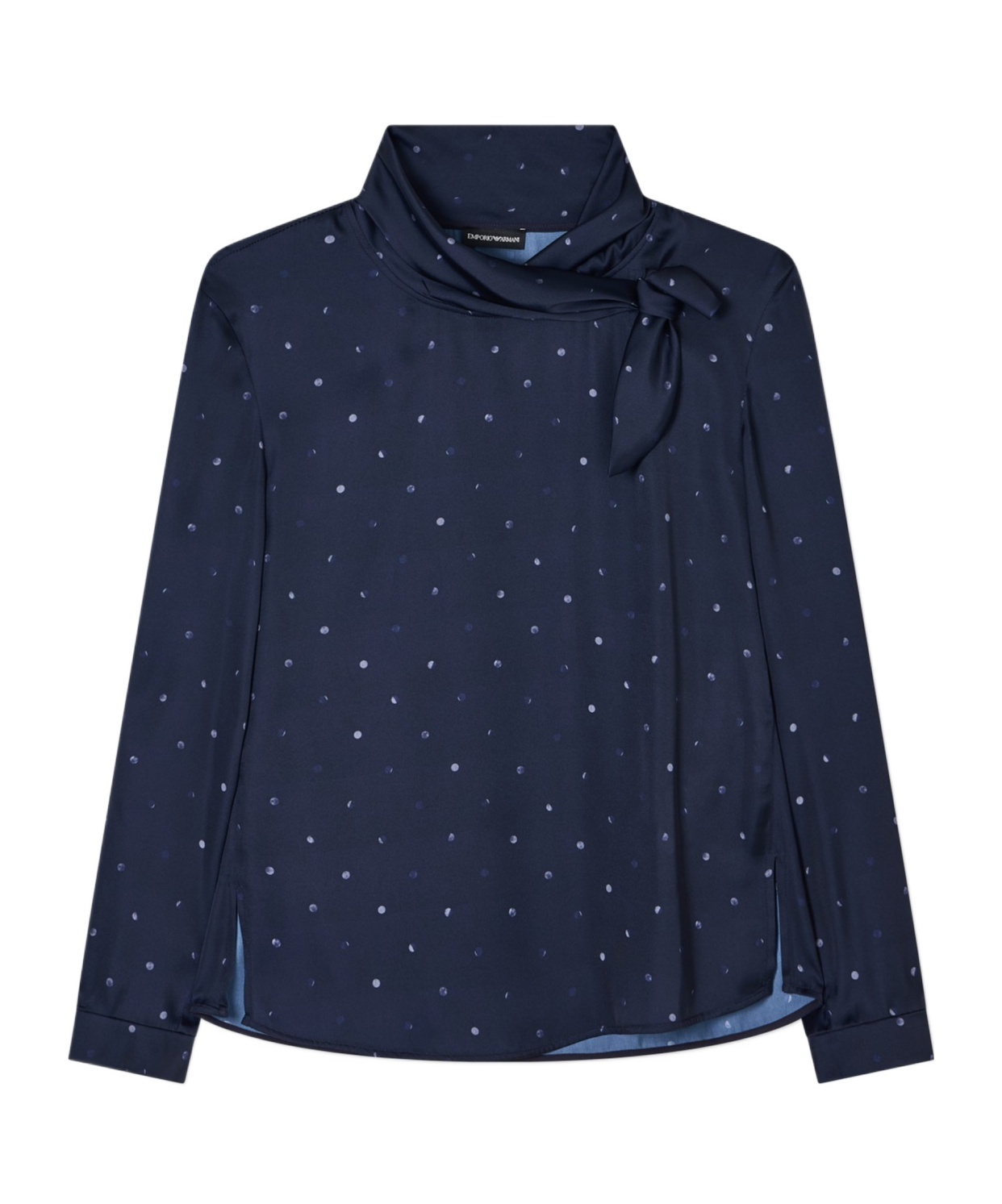 Emporio Armani Polka-dot Bow Blouse In Blue