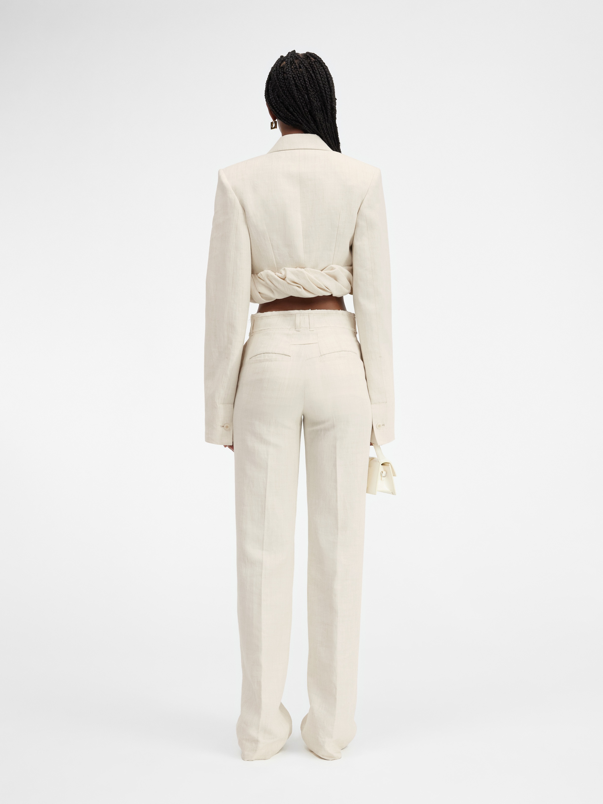 Jacquemus Short Suit Jacket With Crimped Edge In White