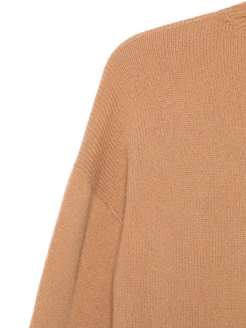 Alysi Camel High Neck Wool Sweater In Brown