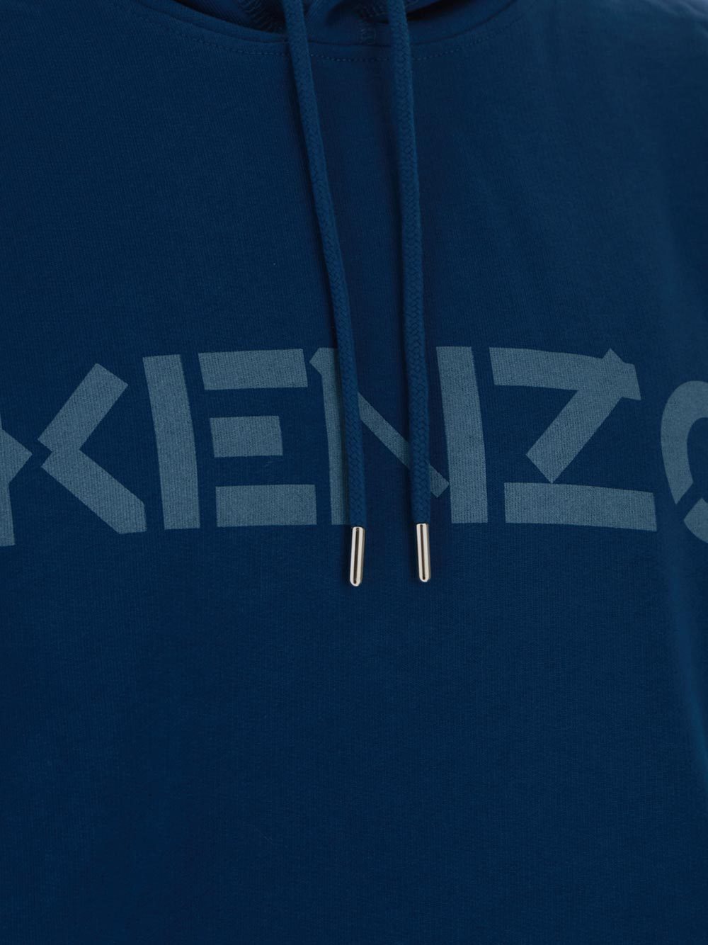 Kenzo Logo-print Cotton Hoodie In Blue