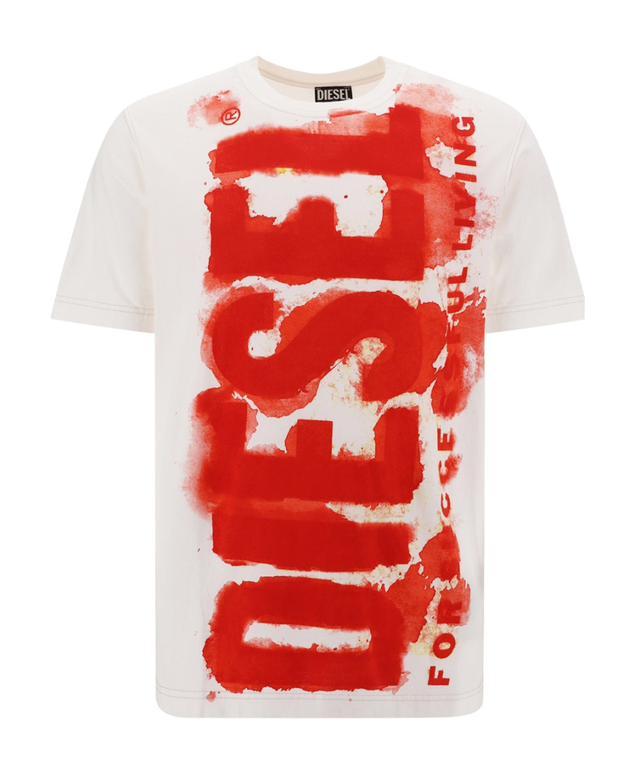 Diesel Lightweight Cotton T-just-e16 Crew-neck T-shirt With Bleed-t In Red