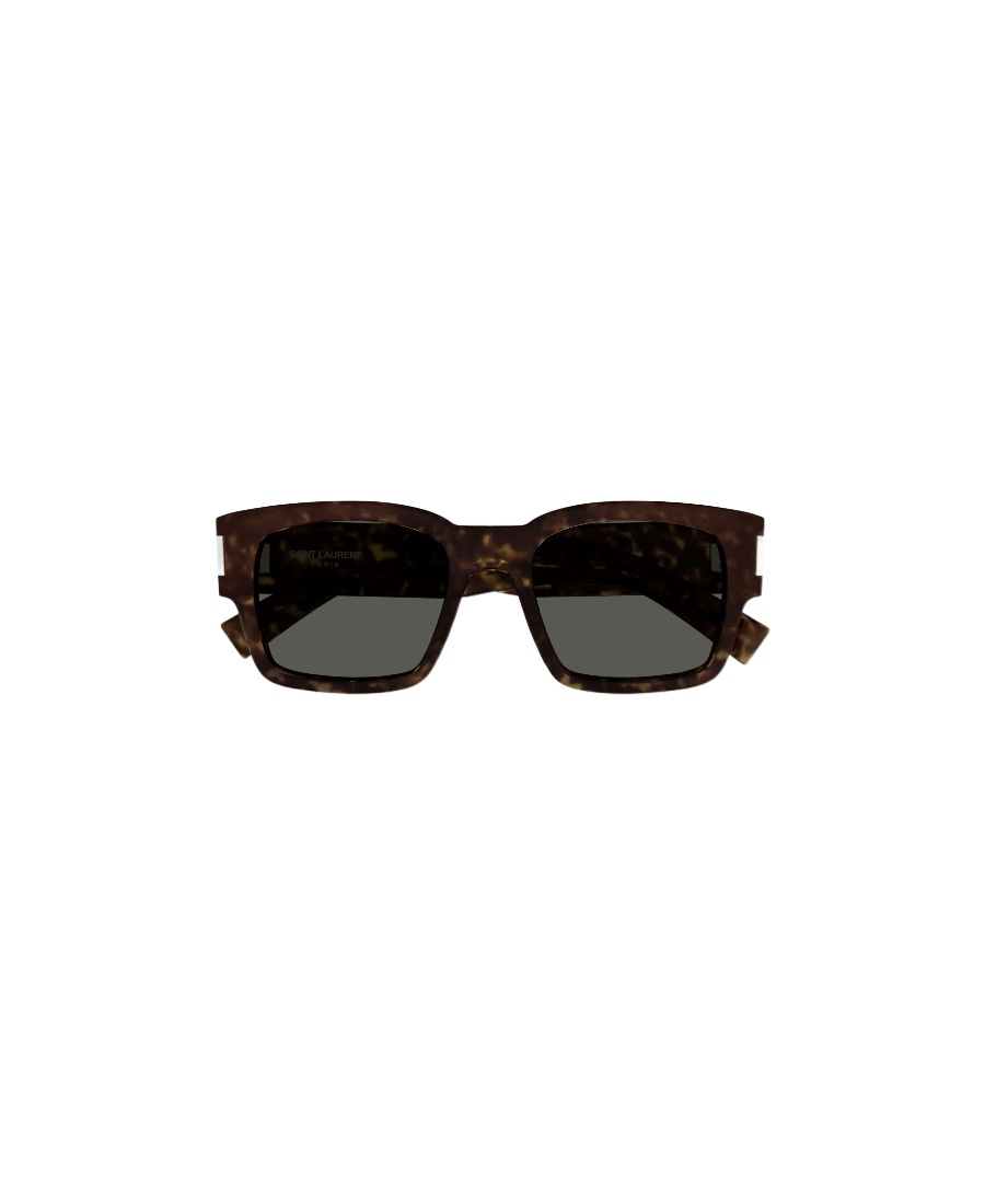 Saint Laurent Logo-plaque Square-frame Sunglasses In Gray