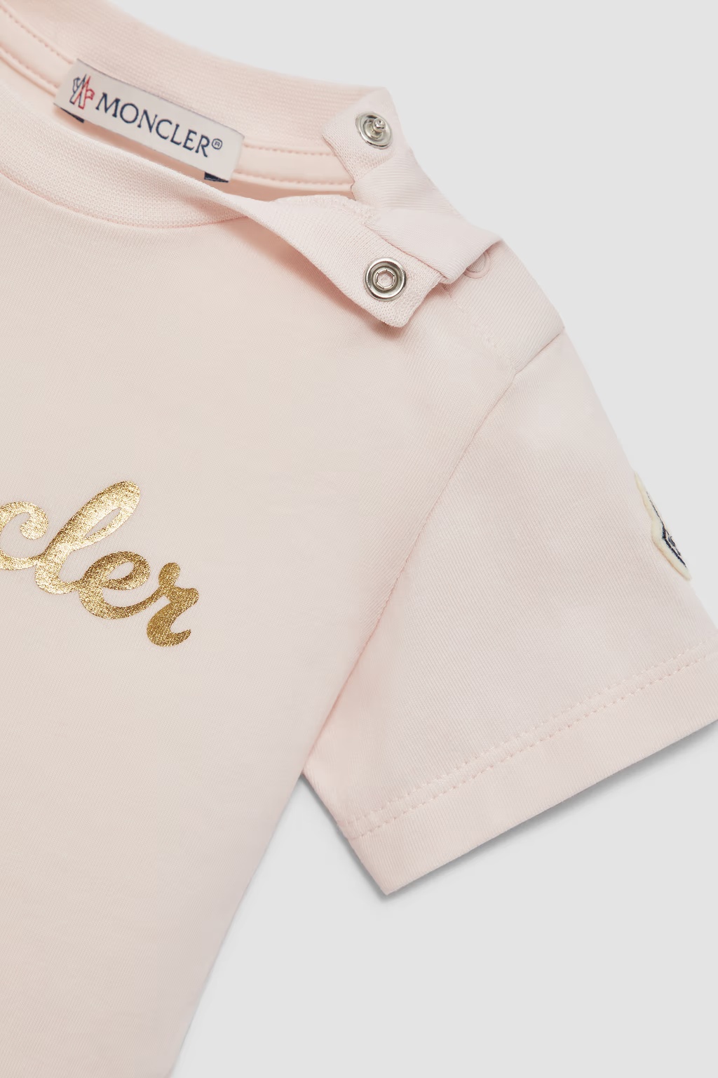 Moncler Enfant Logo Printed Crewneck T-shirt In Pink