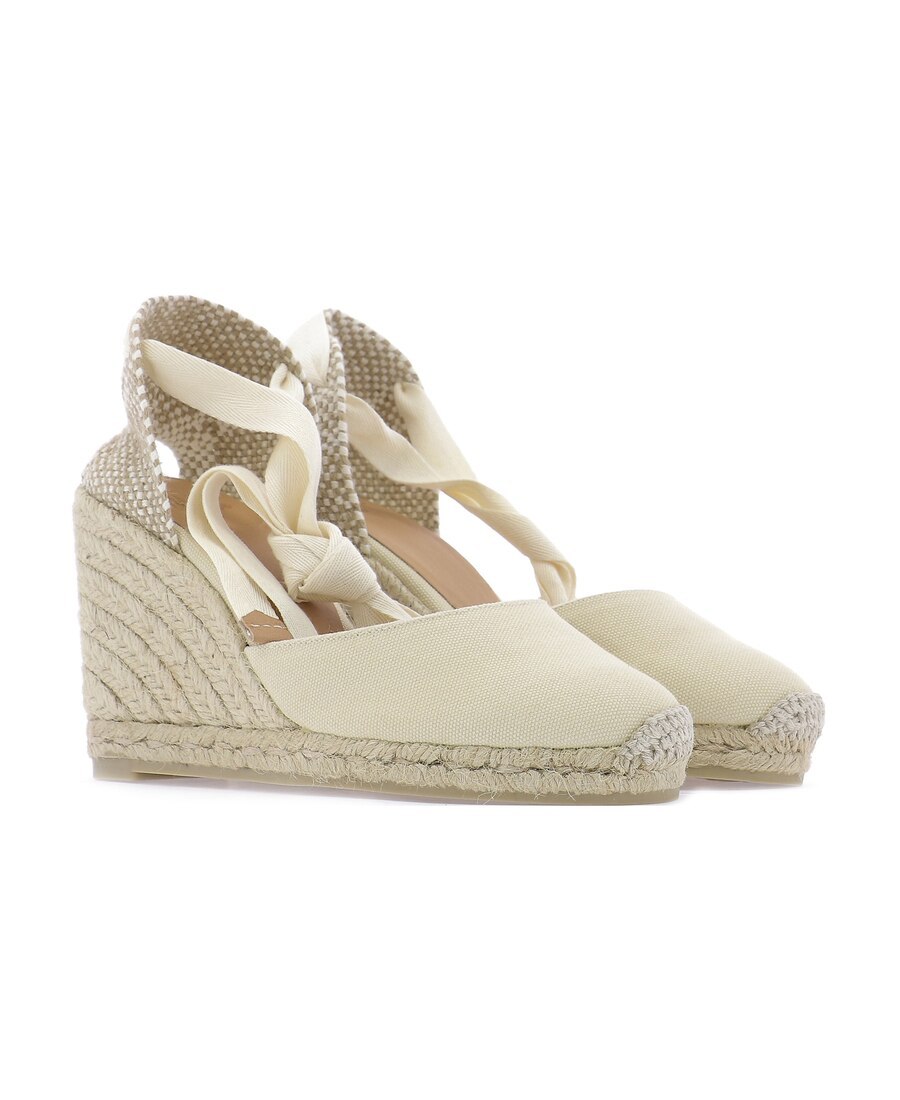 Shop Castaã±er Wedge Heel Espadrilles In Nude