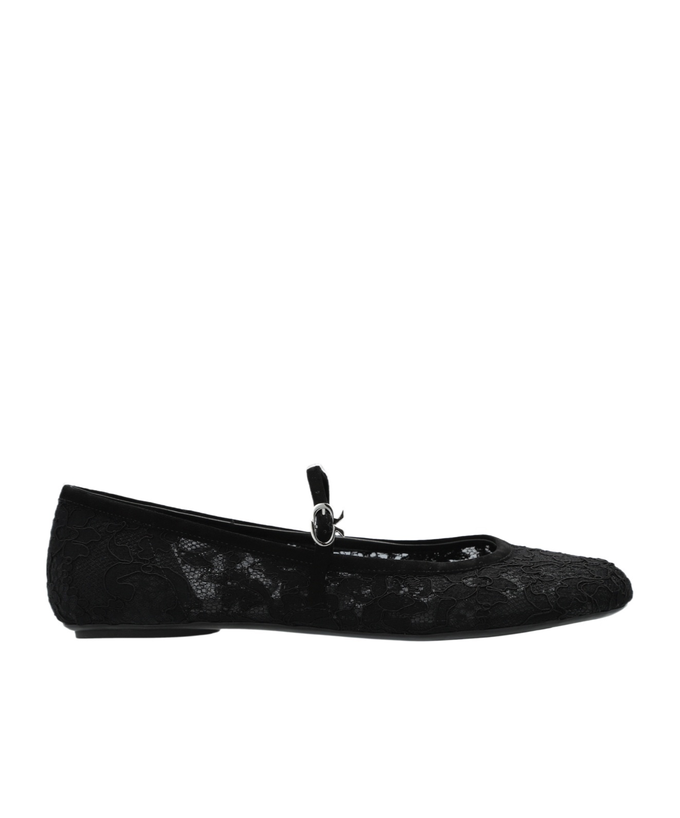 Gianvito Rossi Claudia Suede-trimmed Lace Mary Jane Flats In Black