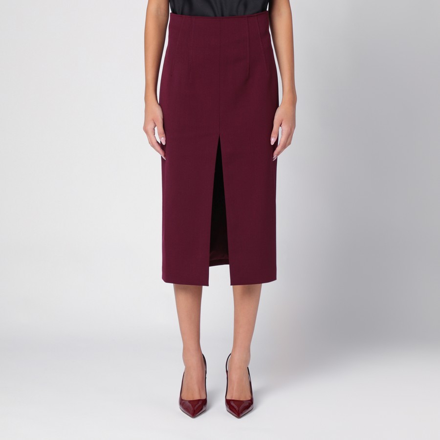 The Andamane Stephanie Burgundy Wool-blend Midi Skirt Women In Burgundy