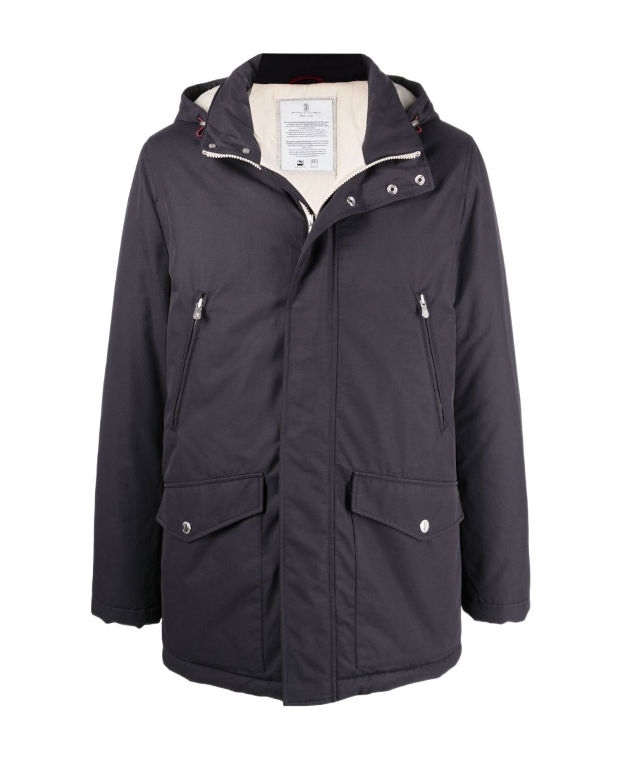 Brunello Cucinelli Detachable-hood Padded Jacket In Navy Blue