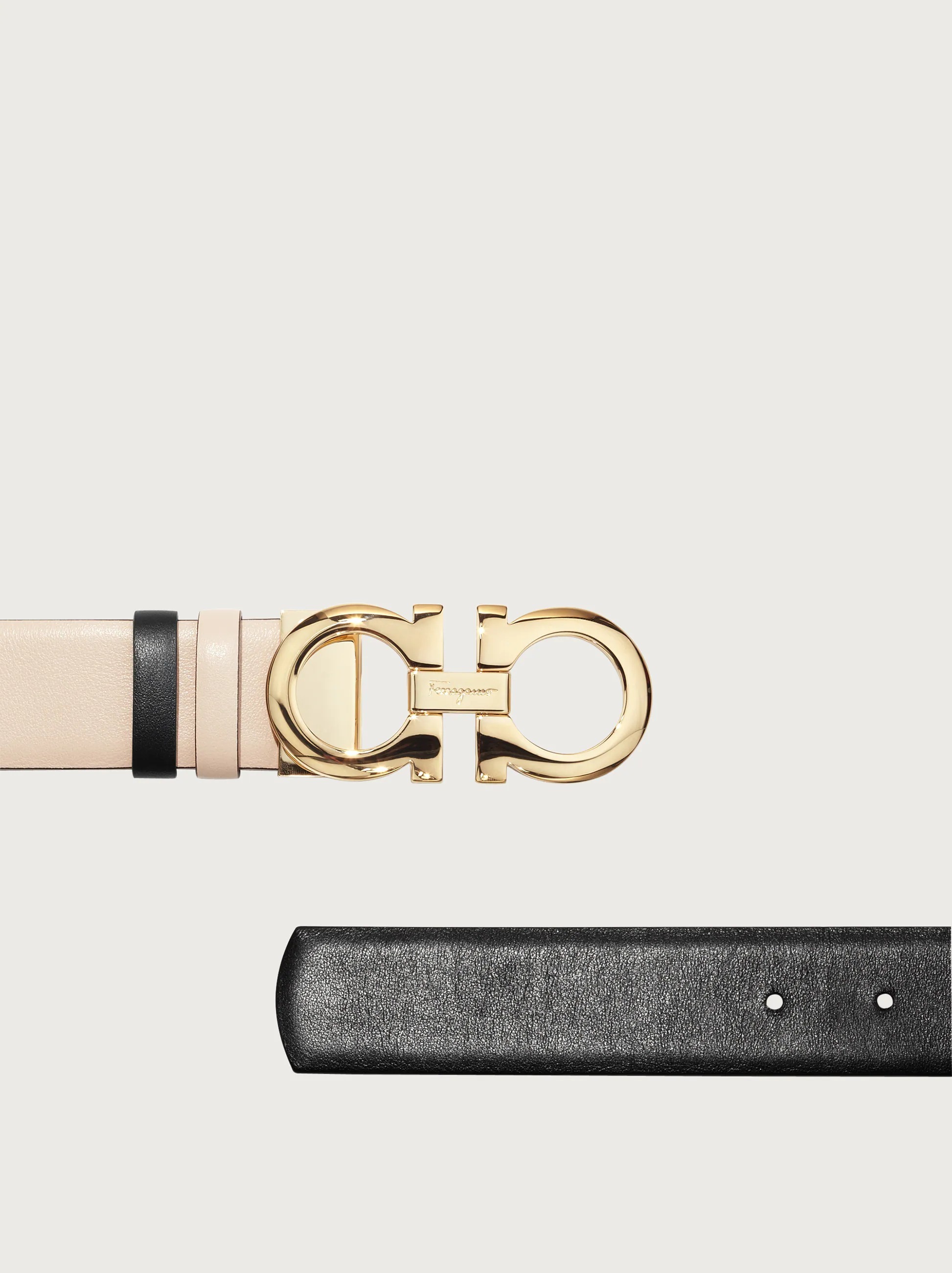 Ferragamo Gancini-buckle Belt In Nude