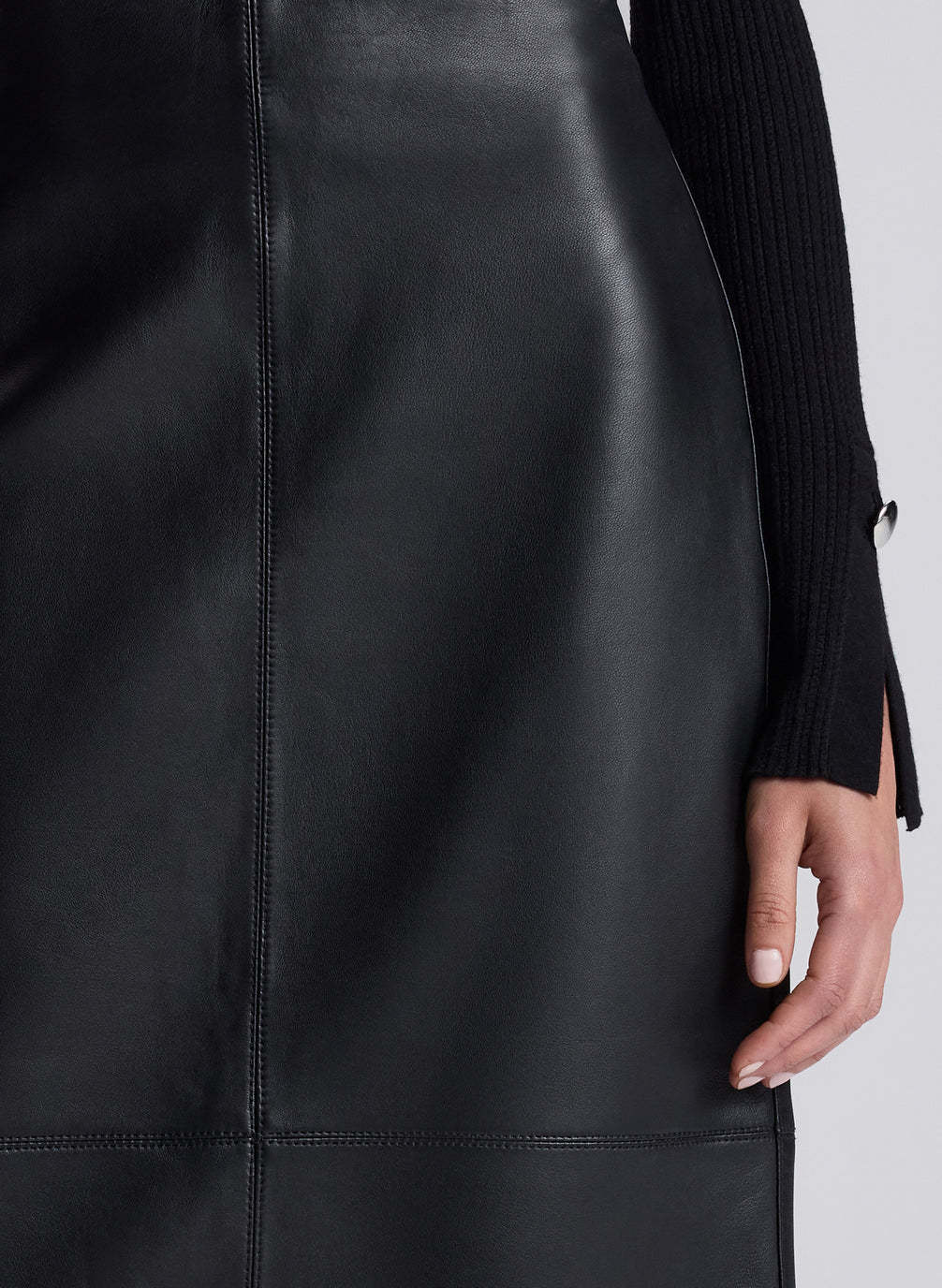 A.l.c A. L.c. Marta Leather Midi Skirt In Black