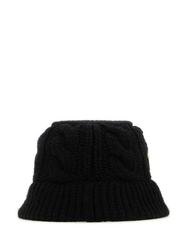 Prada Wool Bucket Hat In Black