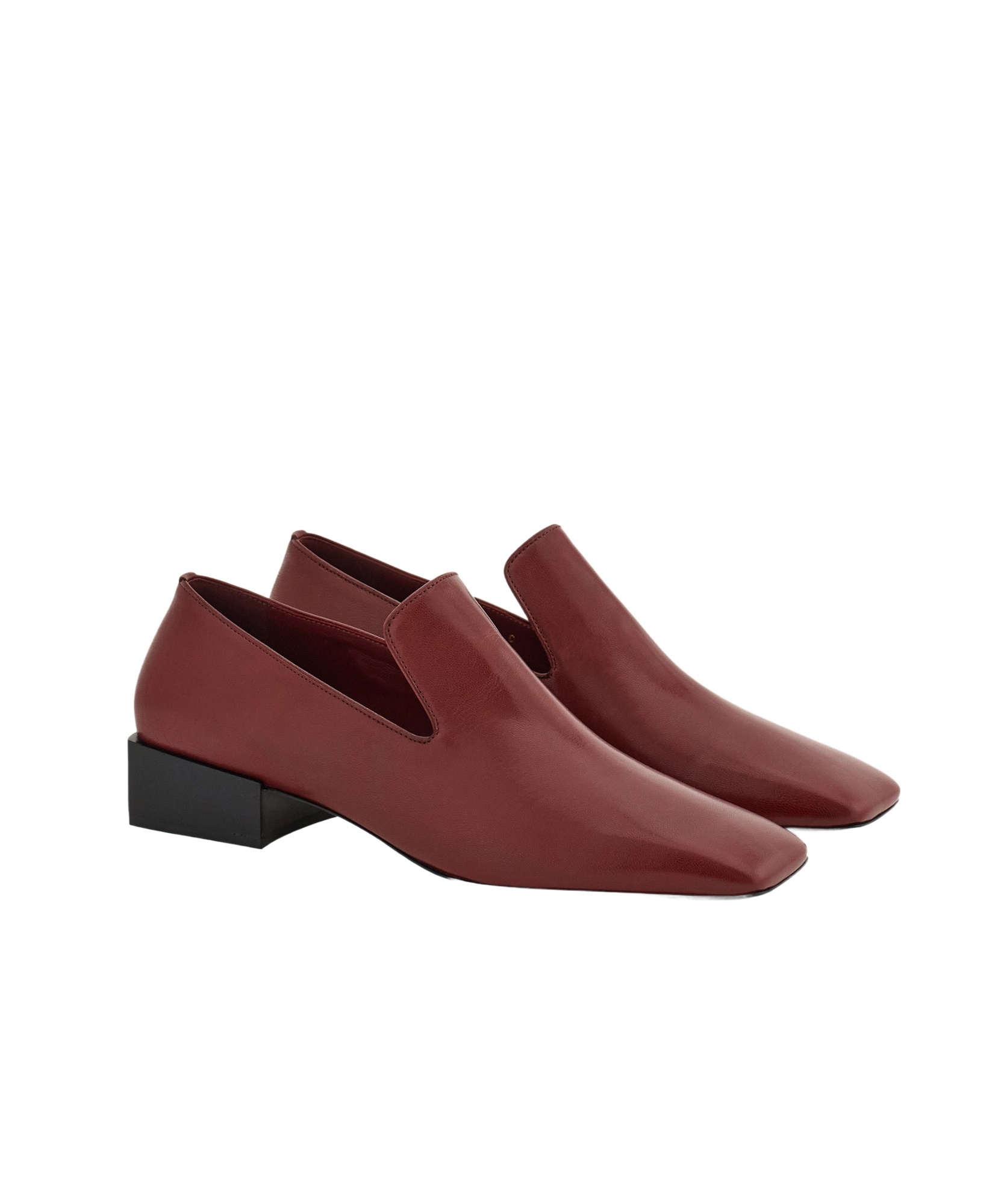 Ferragamo Square Head Loafer Shoes In Red