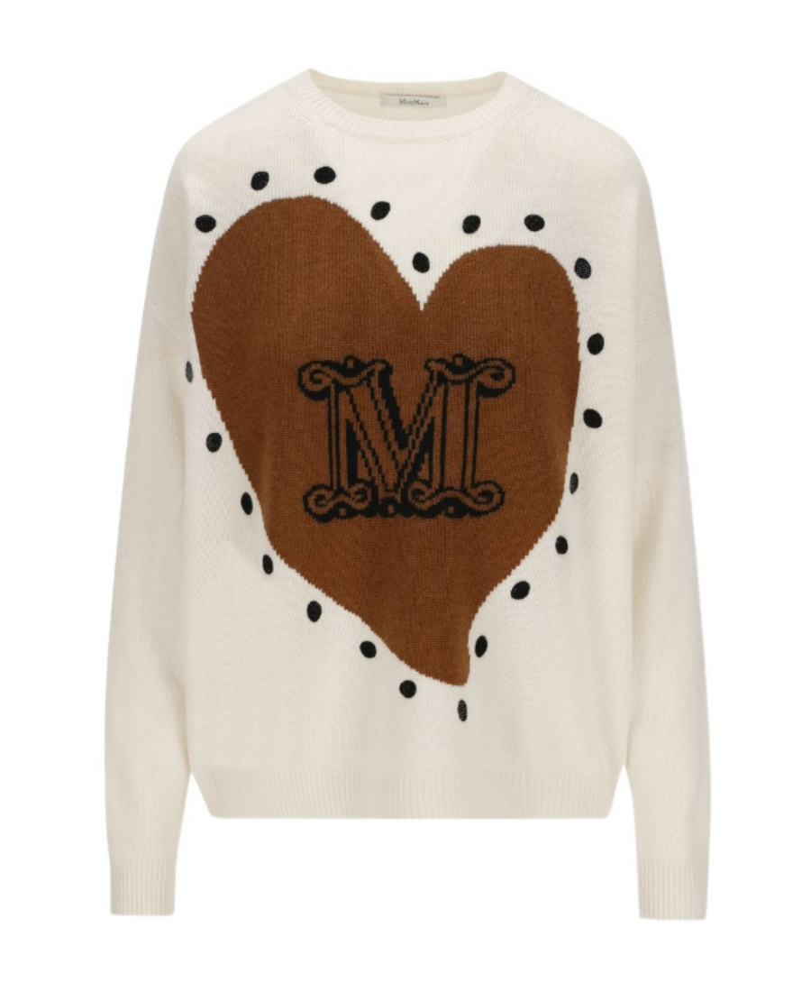 Max Mara Long-sleeved Knitted Sweater In White