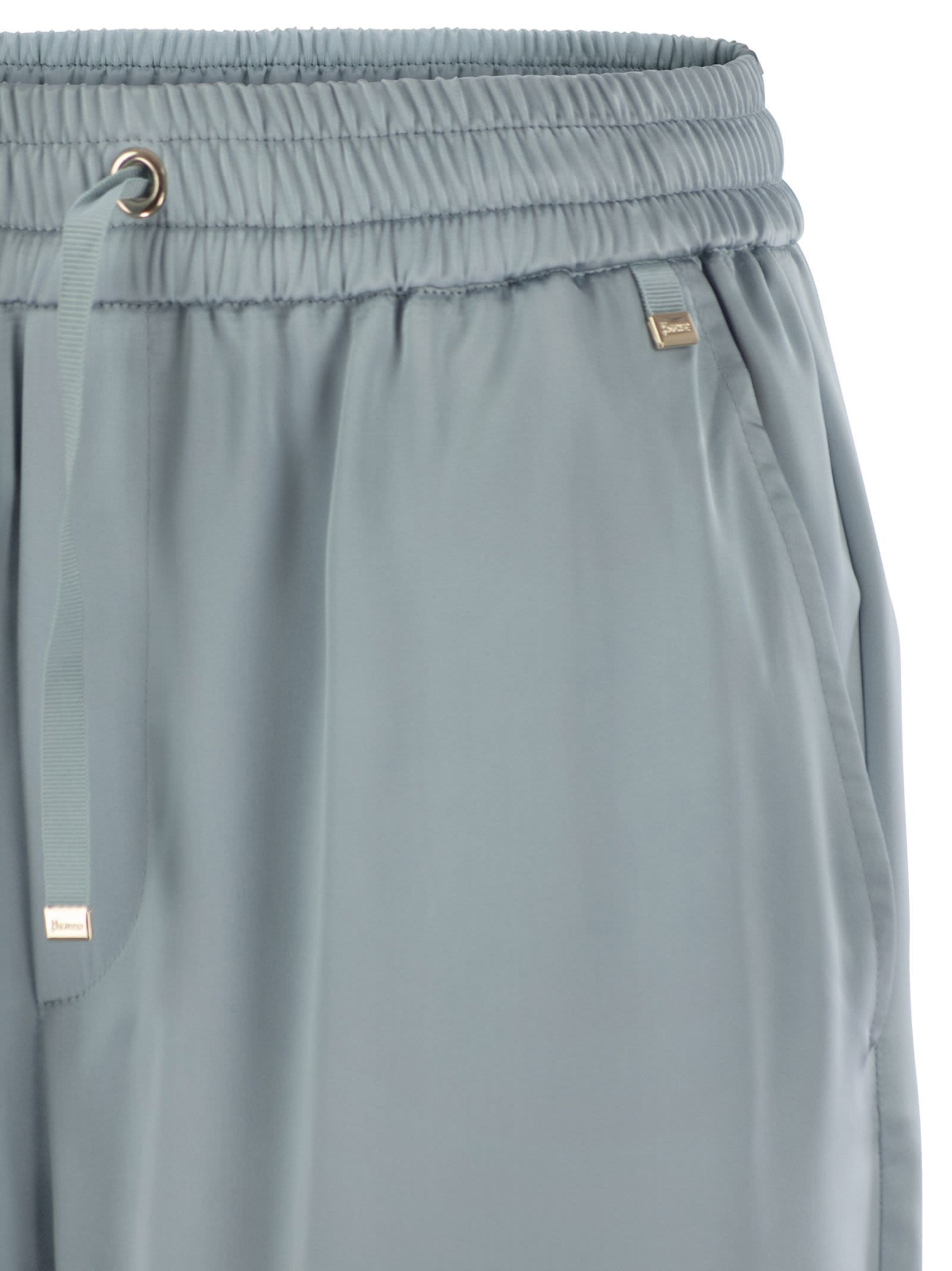 Herno Satin Trousers With Elasticated Waistband In Gray