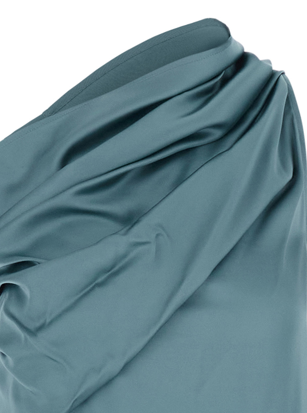 Rick Owens Athena Arrowhead Light Blue Long Dress With One Shoulder Design And Side Slits In Viscose And Acetat In Blue