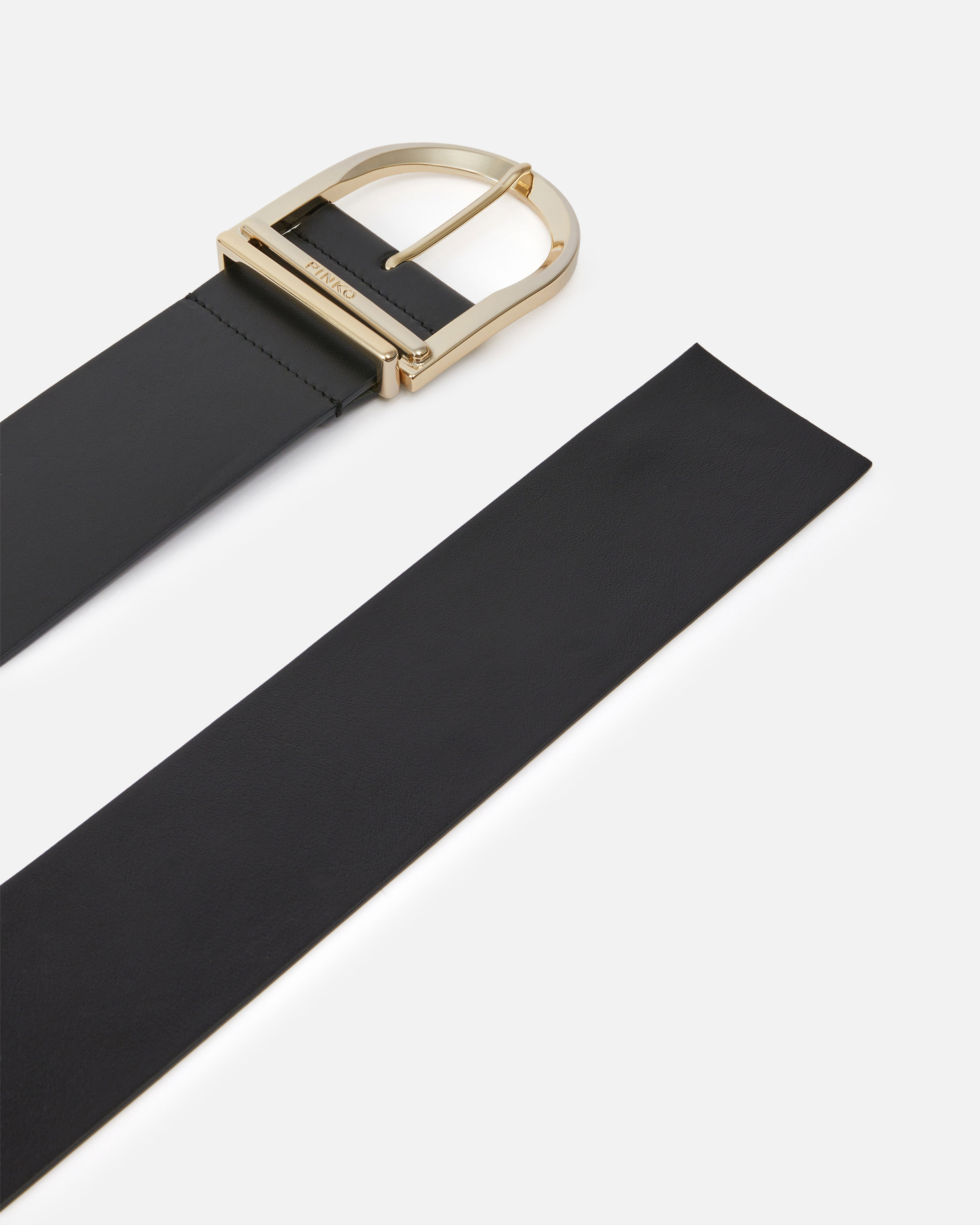 Pinko Leather And Nappa Leather Belt With Maxi Buckle In Black