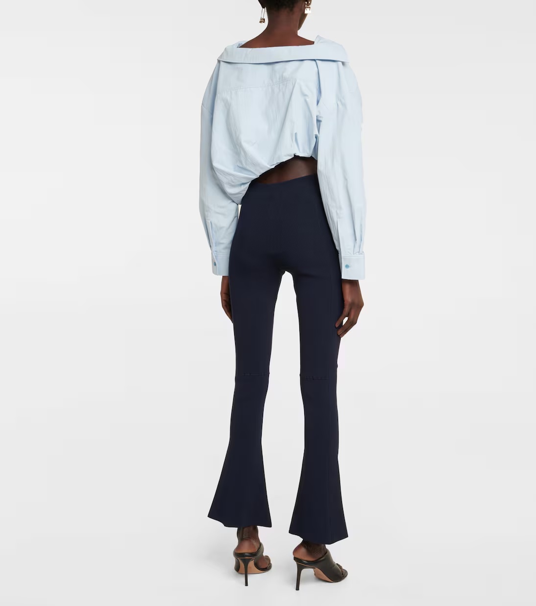 Jacquemus High-waisted Flared Casual Pants In Black
