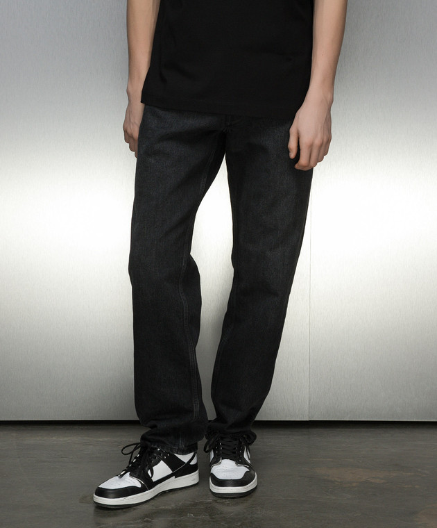 Off-white Arr Tab Logo-patch Tapered Jeans In Black