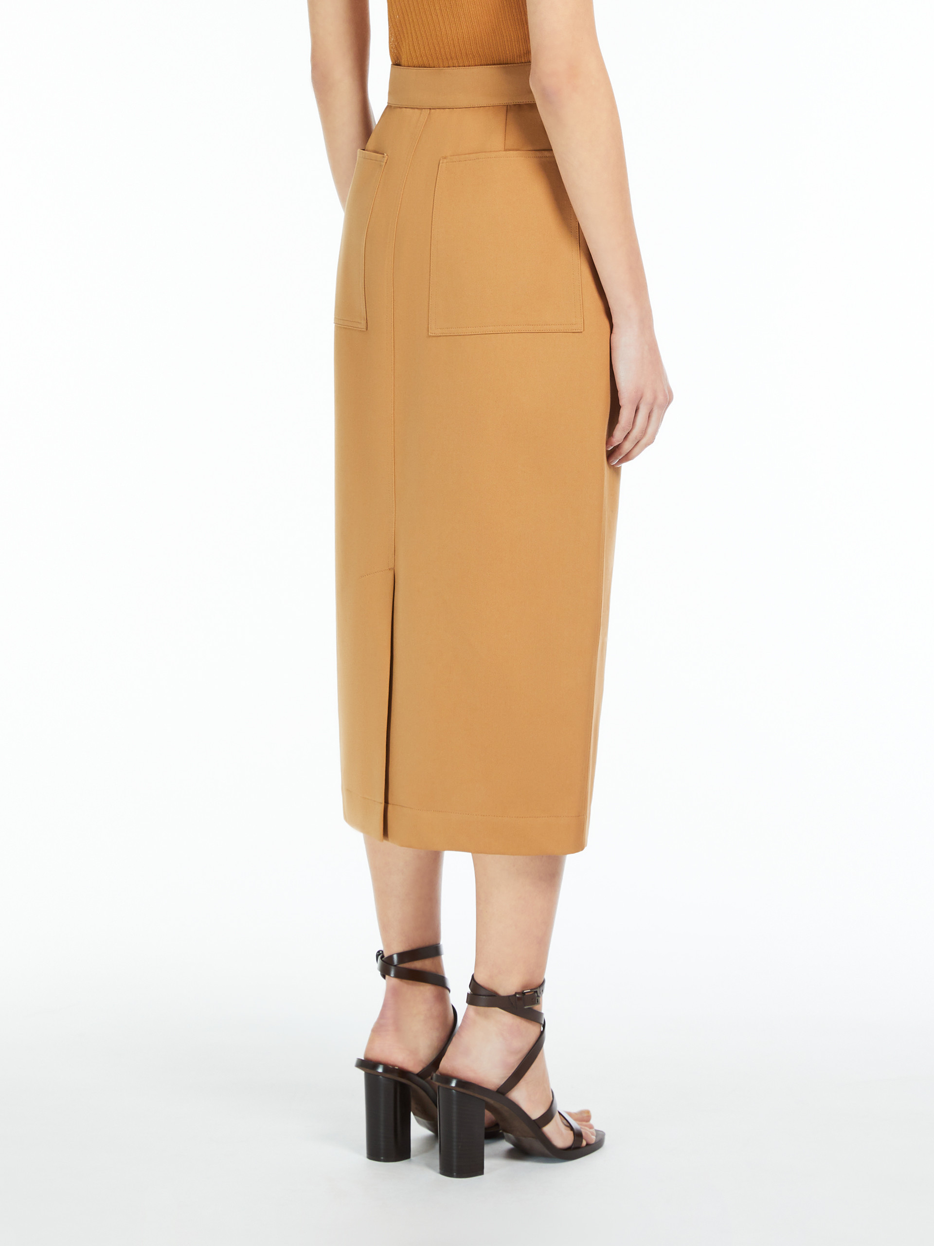 Shop Max Mara Cresta Button Detailed Midi Skirt In Nude