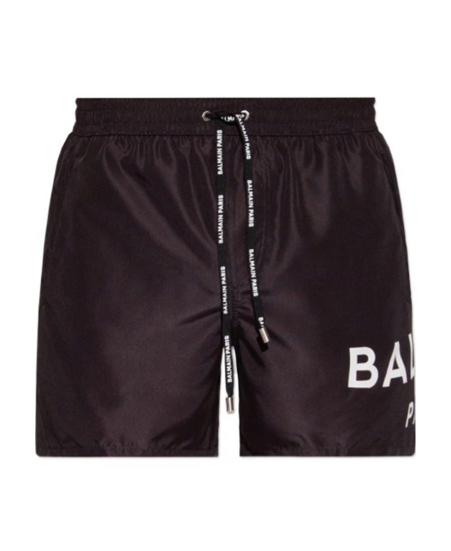 BALMAIN LOGO-PRINT SWIM SHORTS