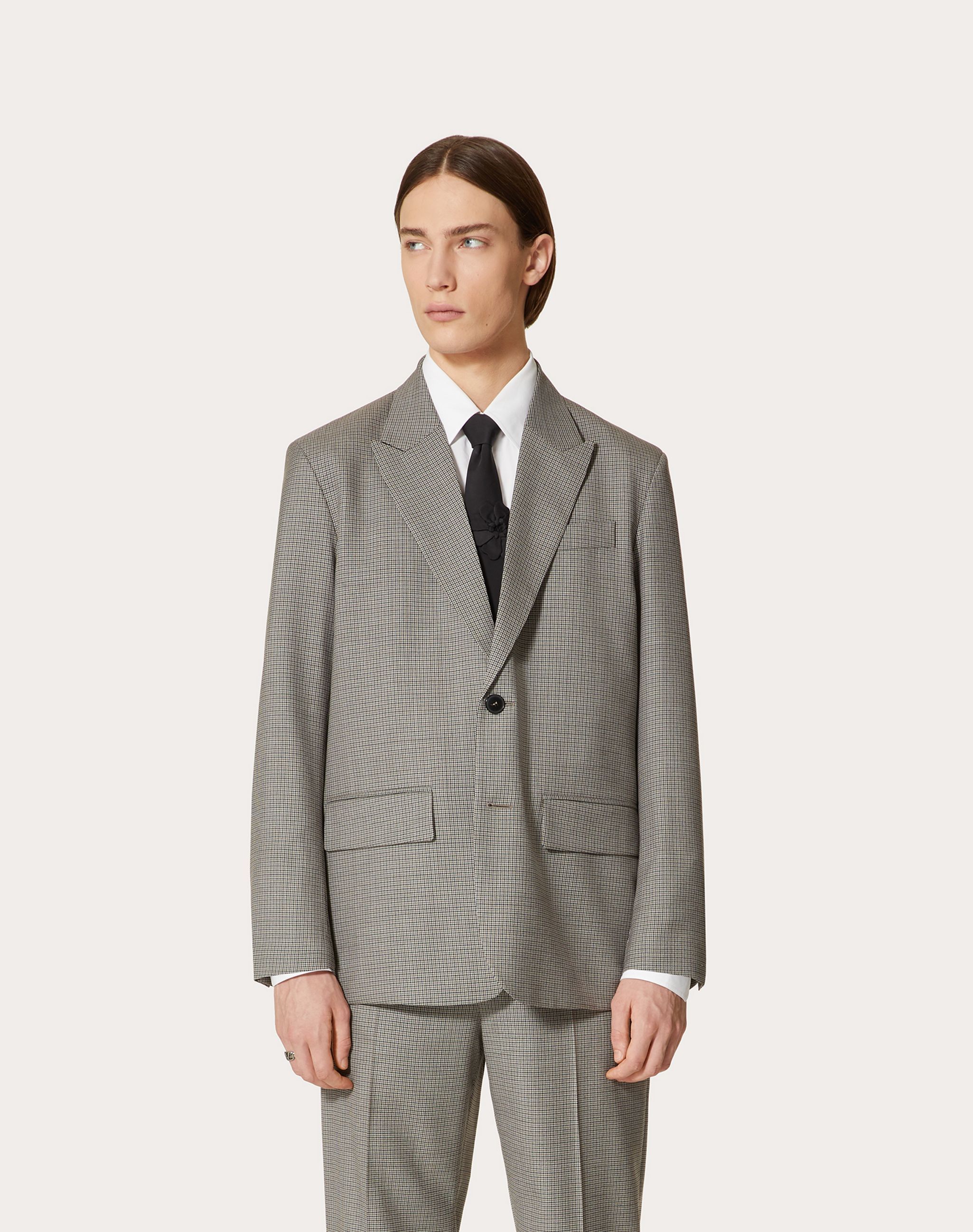 Valentino Peak-lapel Single-breasted Blazer In Gray