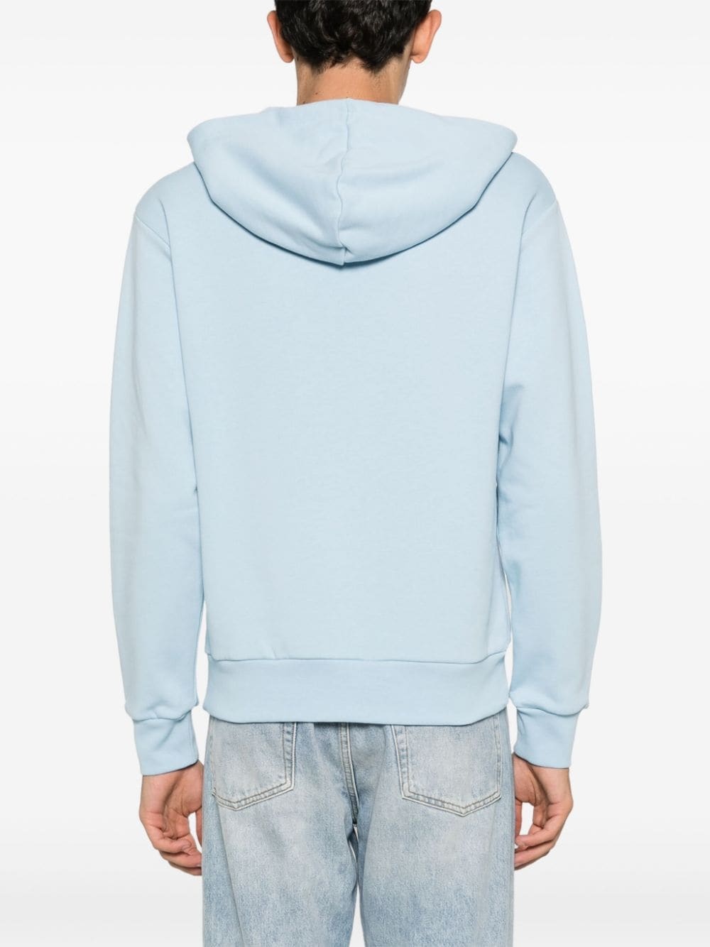 Apc A.p.c. Logo Printed Drawstring Hoodie In Blue