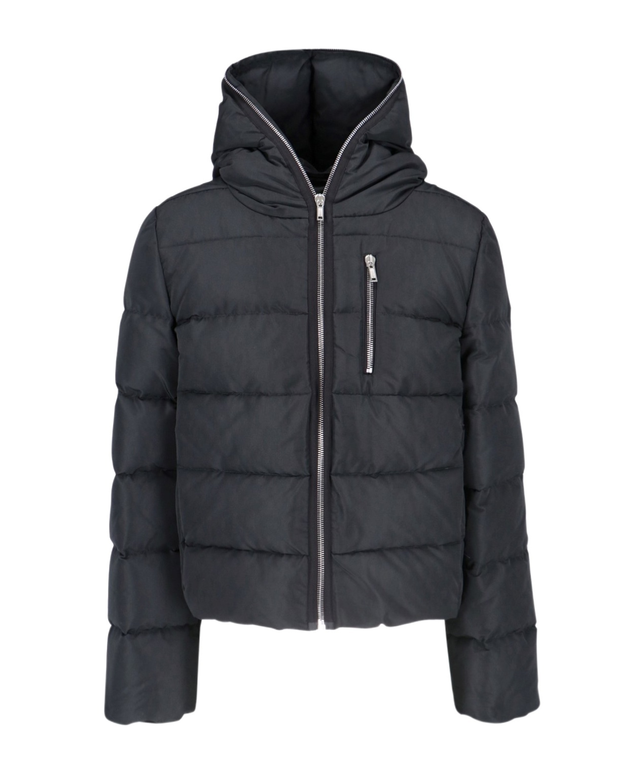 Rick Owens Cropped Hooded Down Jacket In Black