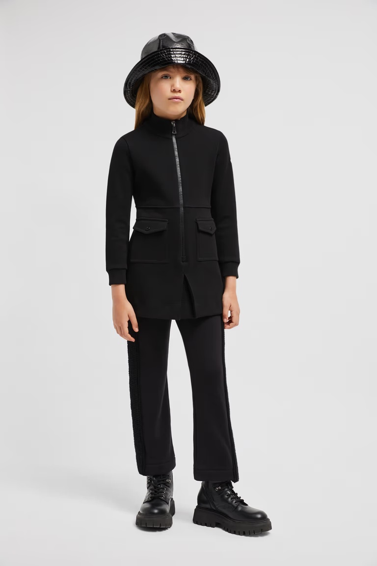 Moncler Enfant Logo Patch Polo Dress In Black