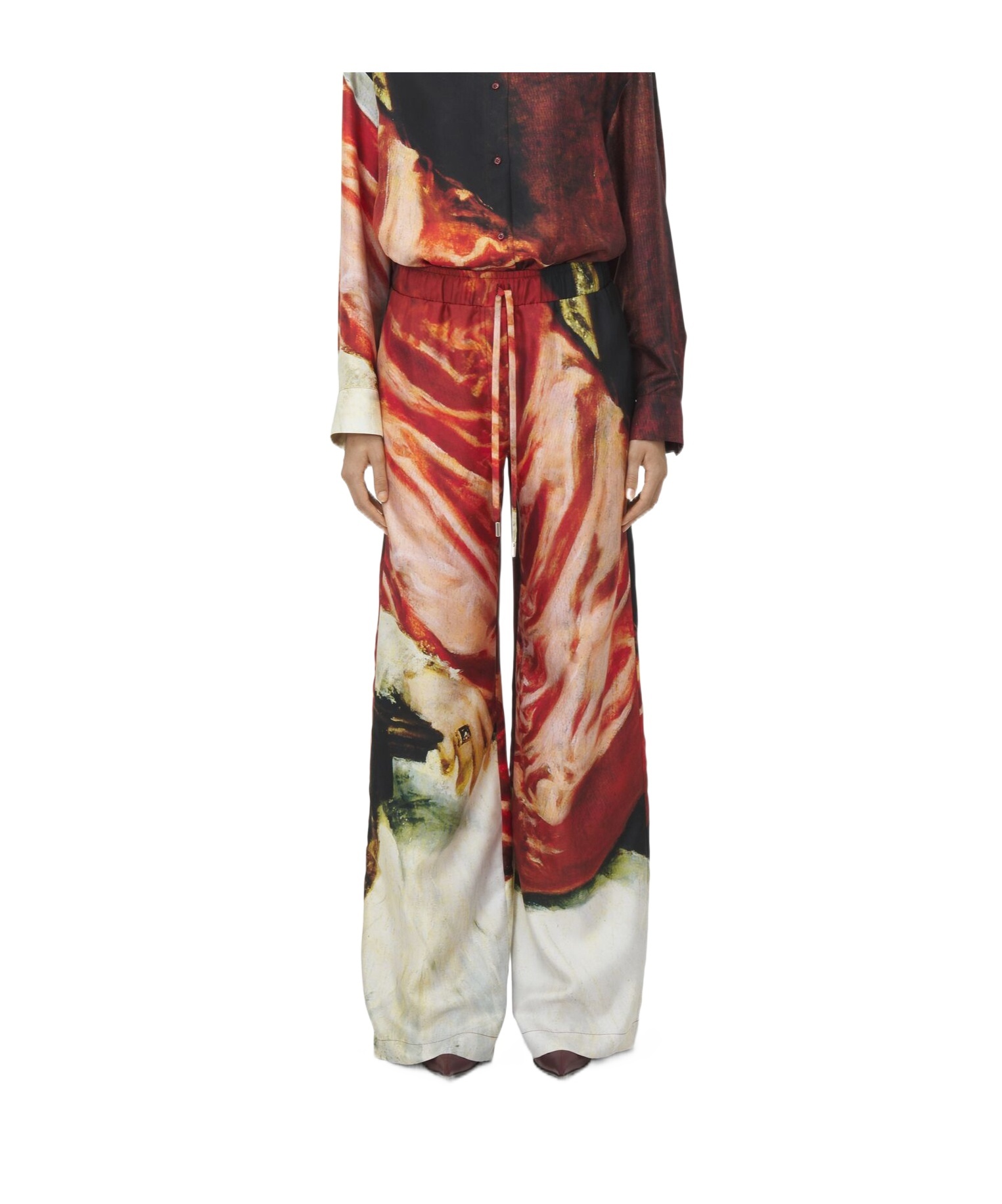 Alexander Mcqueen Twill Mulberry Silk Trousers In Multicolor
